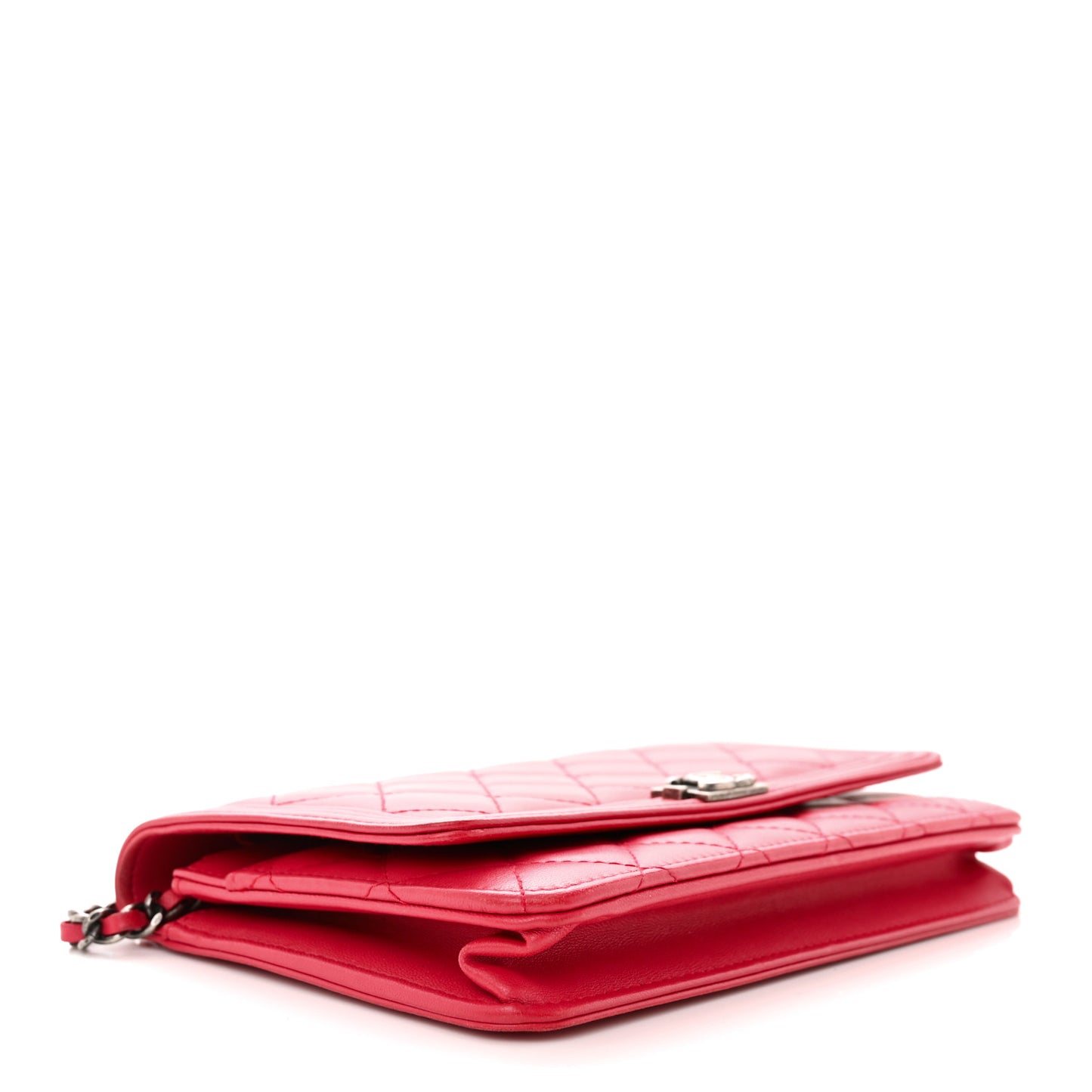 Lambskin Quilted Boy Wallet On Chain WOC Red
