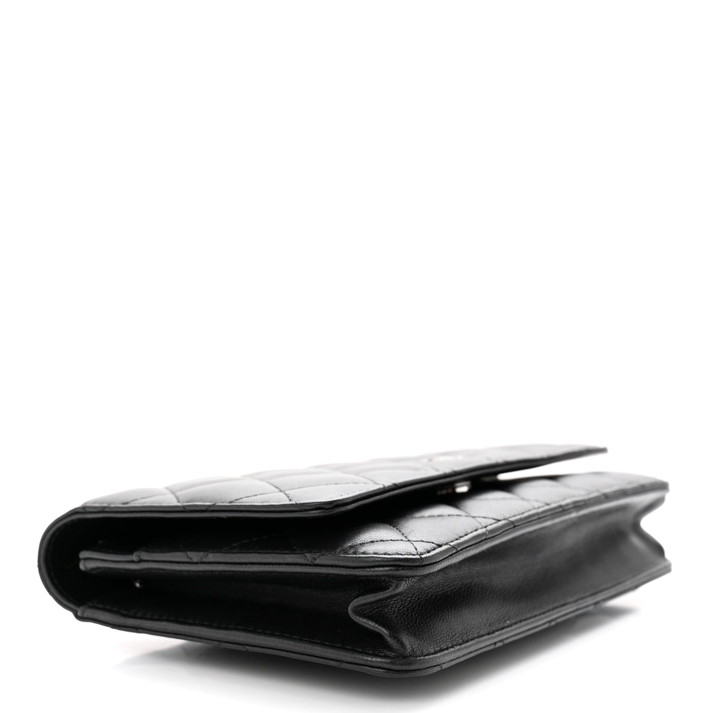 Lambskin Quilted Wallet On Chain WOC Black