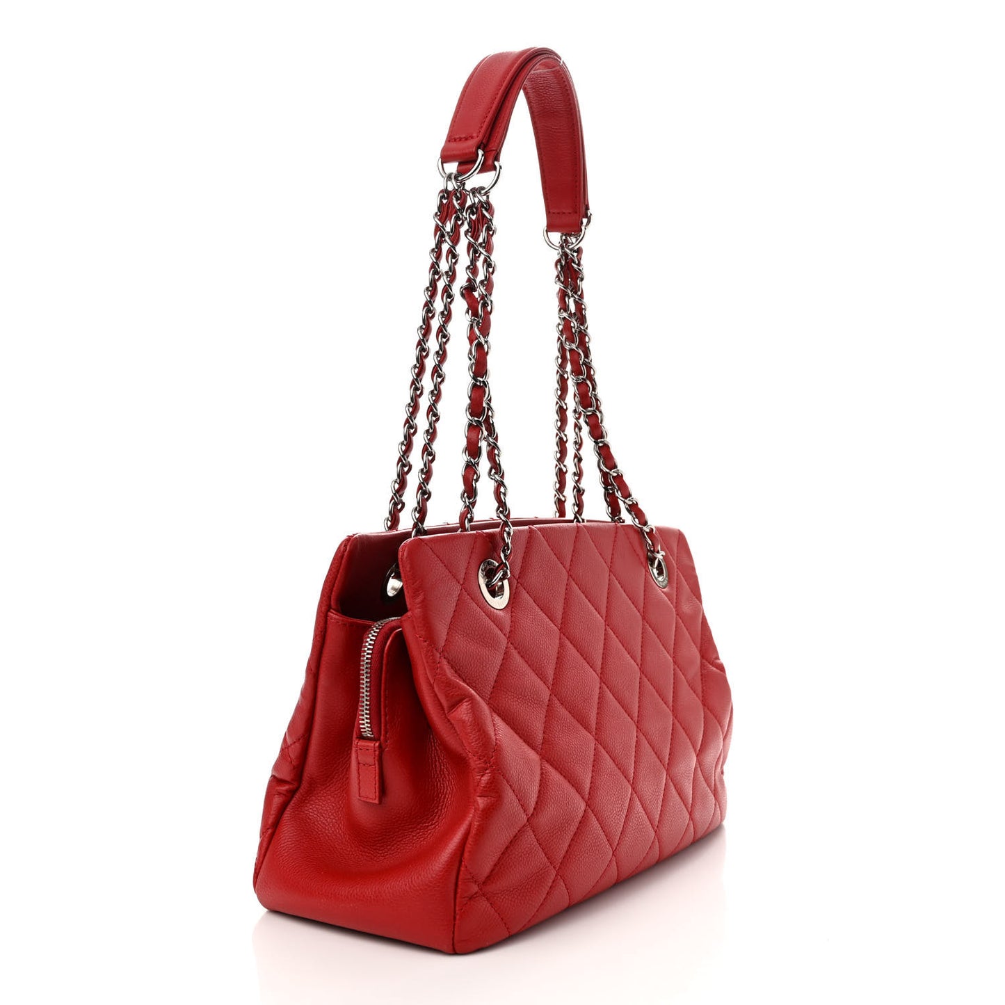 Caviar Quilted Timeless CC Soft Tote Red