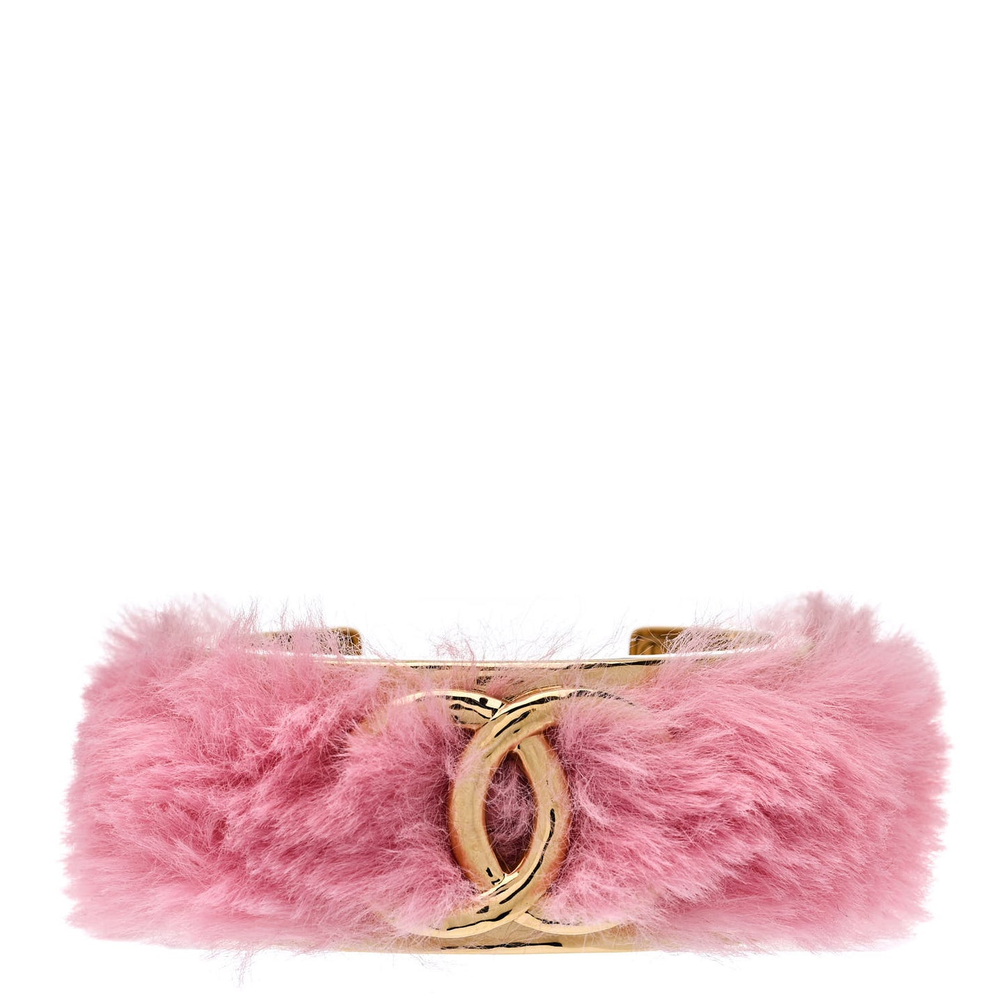 Fur CC Cuff Bracelet M Pink