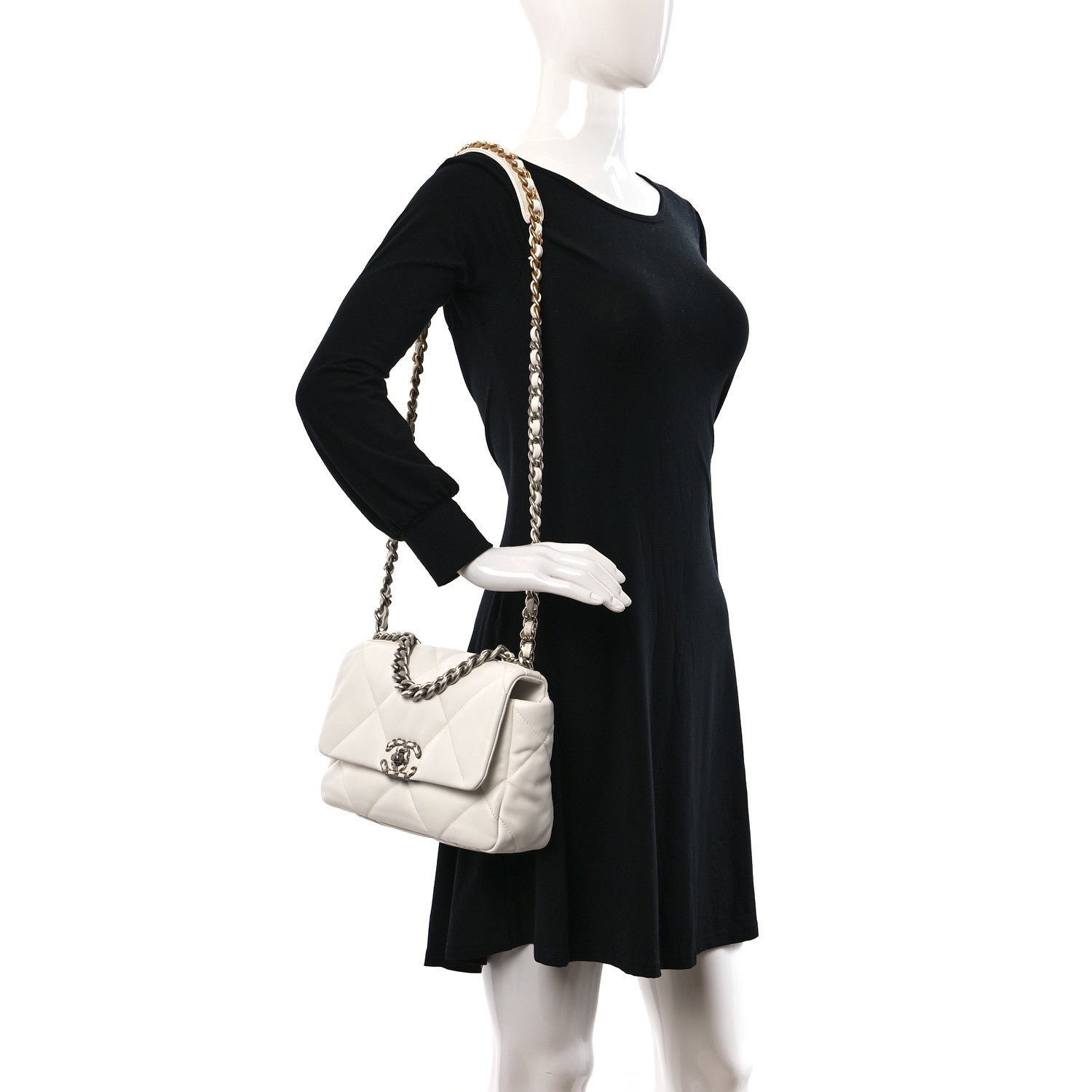 Chanel Lambskin Quilted Medium Chanel 19 Flap White 2 of 11