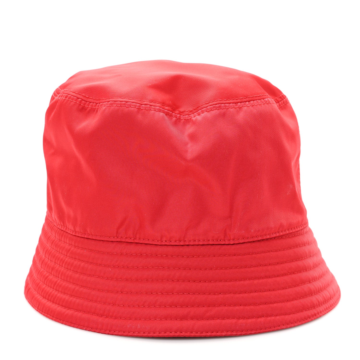 Prada Re-Nylon Metal Triangle Logo Womens Bucket Hat M Rosso 5 of 8