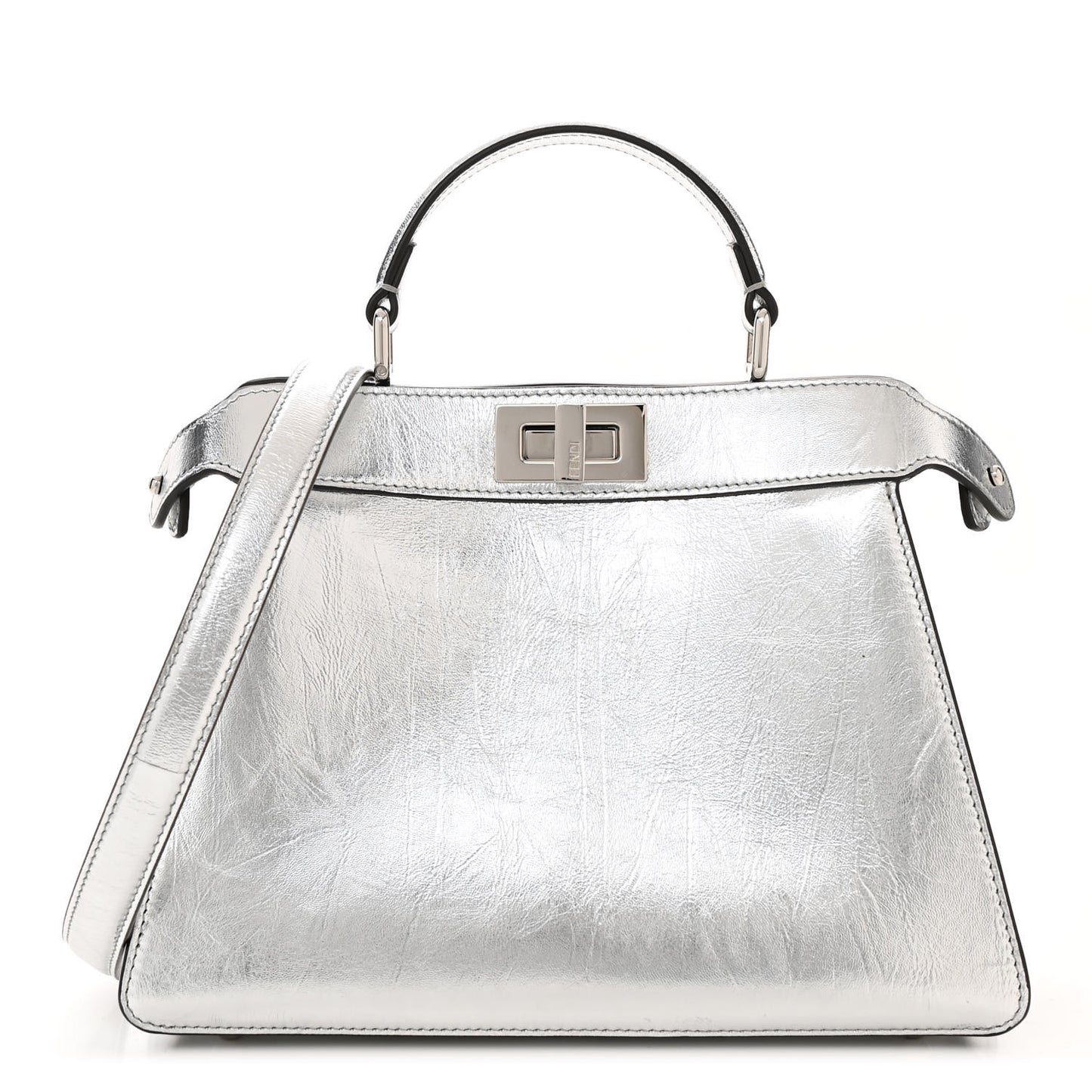 Rock Millenium Laminata Small Peekaboo I SEE U Satchel Argento
