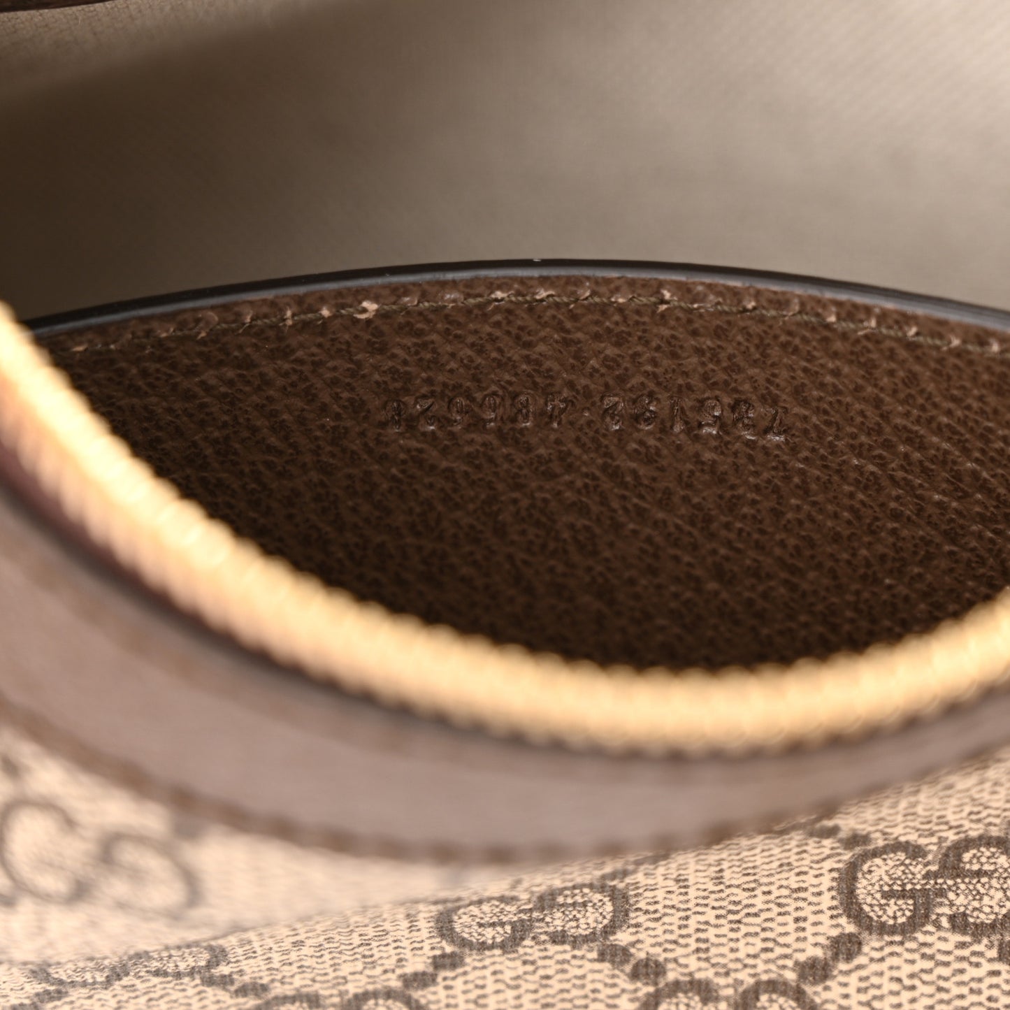 GG Supreme Monogram Textured Dollar Calfskin Web Small Ophidia GG Handbag Beige Ebony New Acero