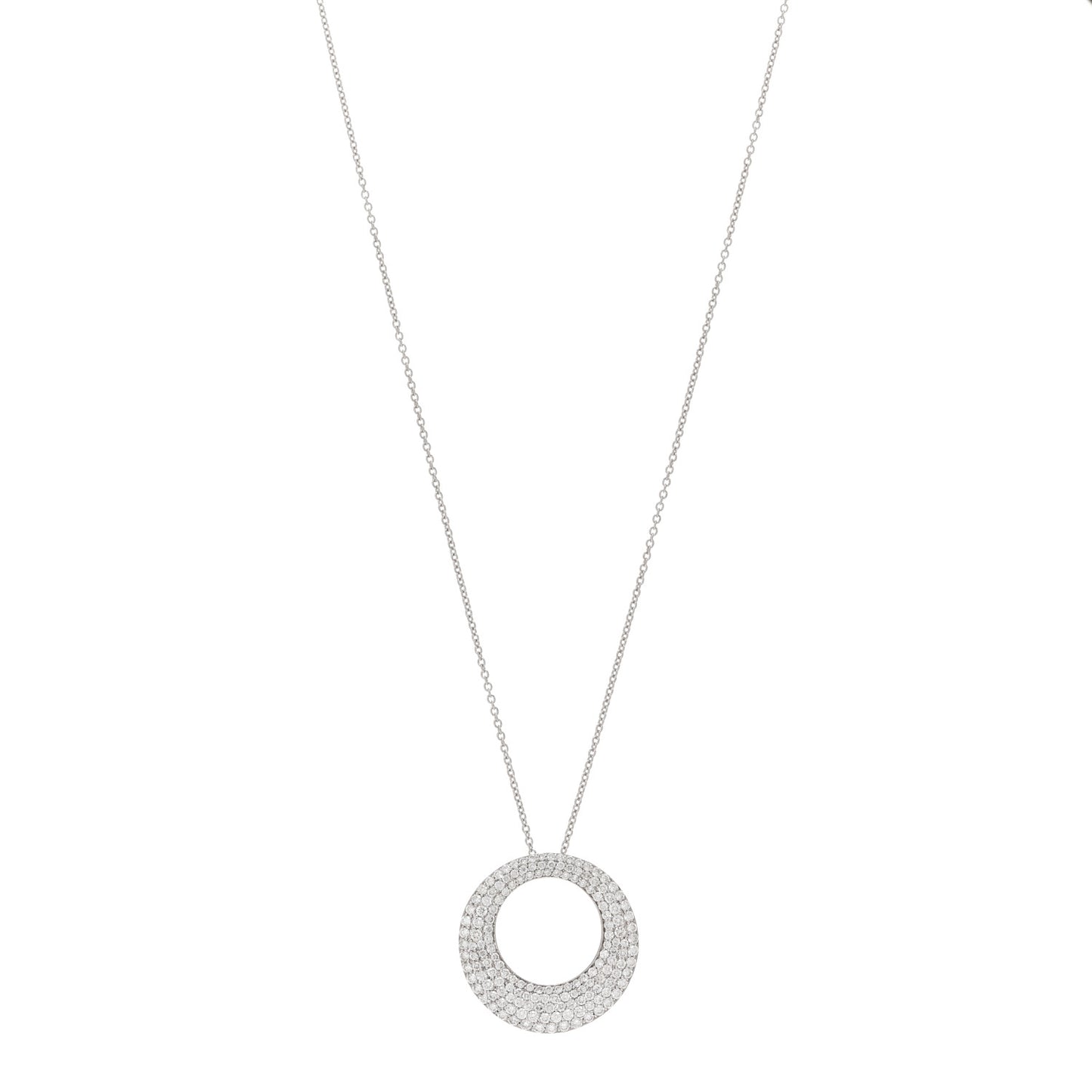 18K White Gold Diamond 20mm Scalare Necklace