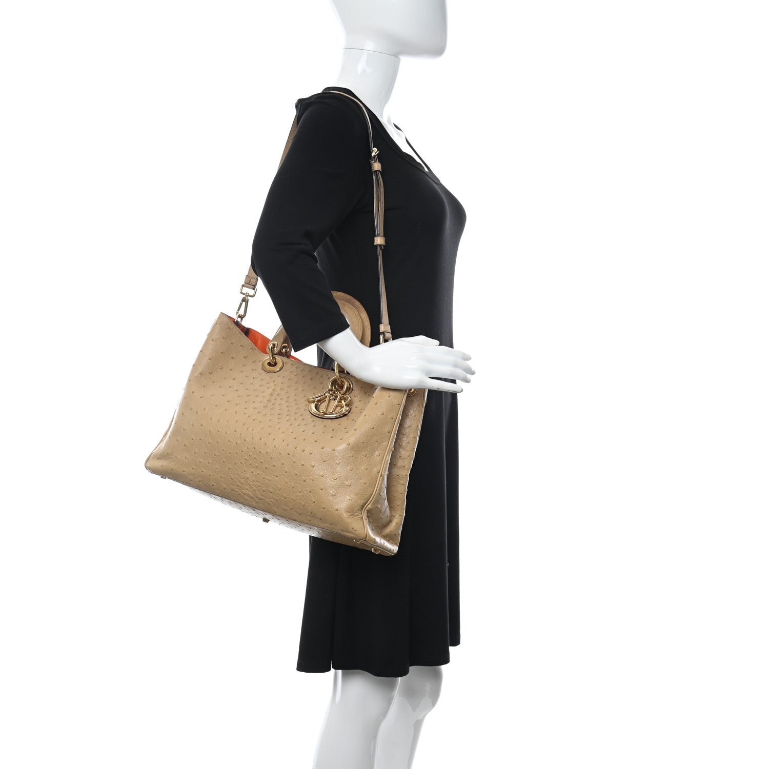 Christian Dior Ostrich Large Diorissimo Tote Beige 2 of 15