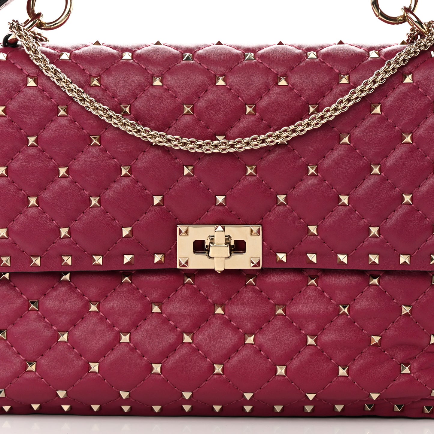 Nappa Large Rockstud Spike Shoulder Bag Camelia