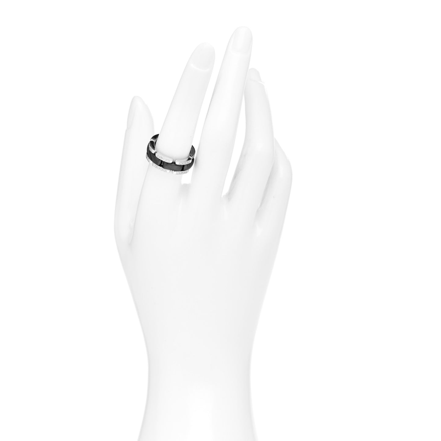 18K White Gold Ceramic Diamond Medium Ultra Ring Black 54 6.75