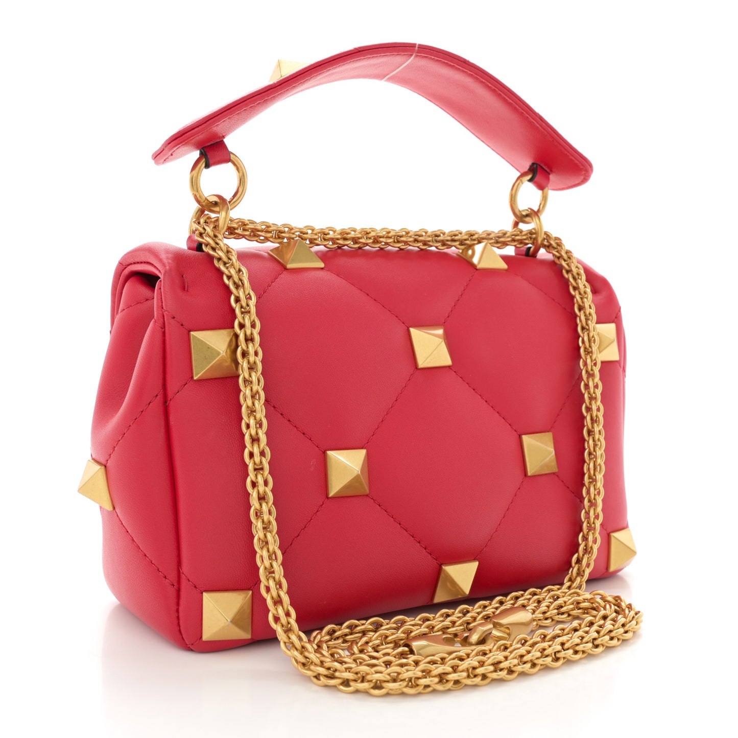 Nappa Medium Roman Stud Shoulder Bag Rouge Pur
