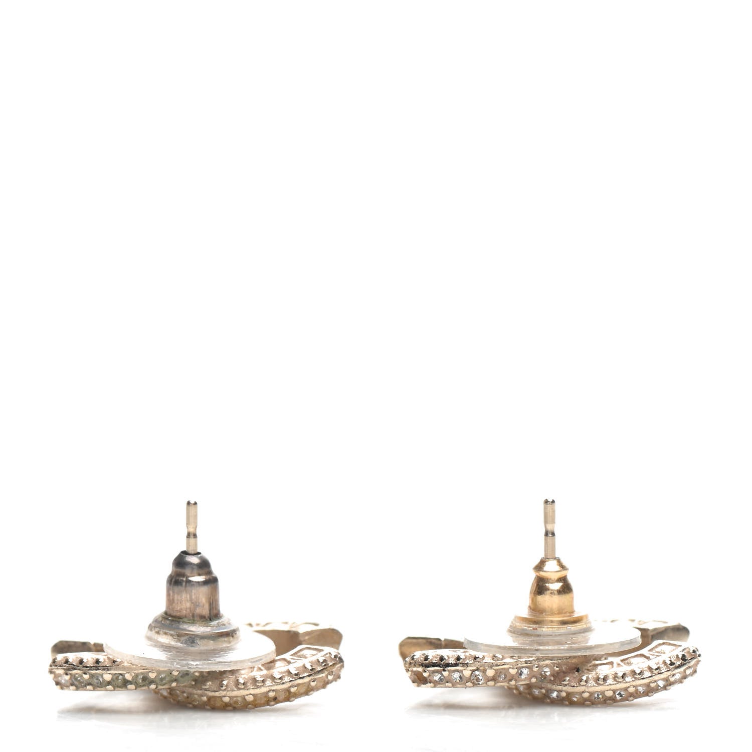 Chanel Crystal Timeless CC Earrings Light Gold 3 of 6