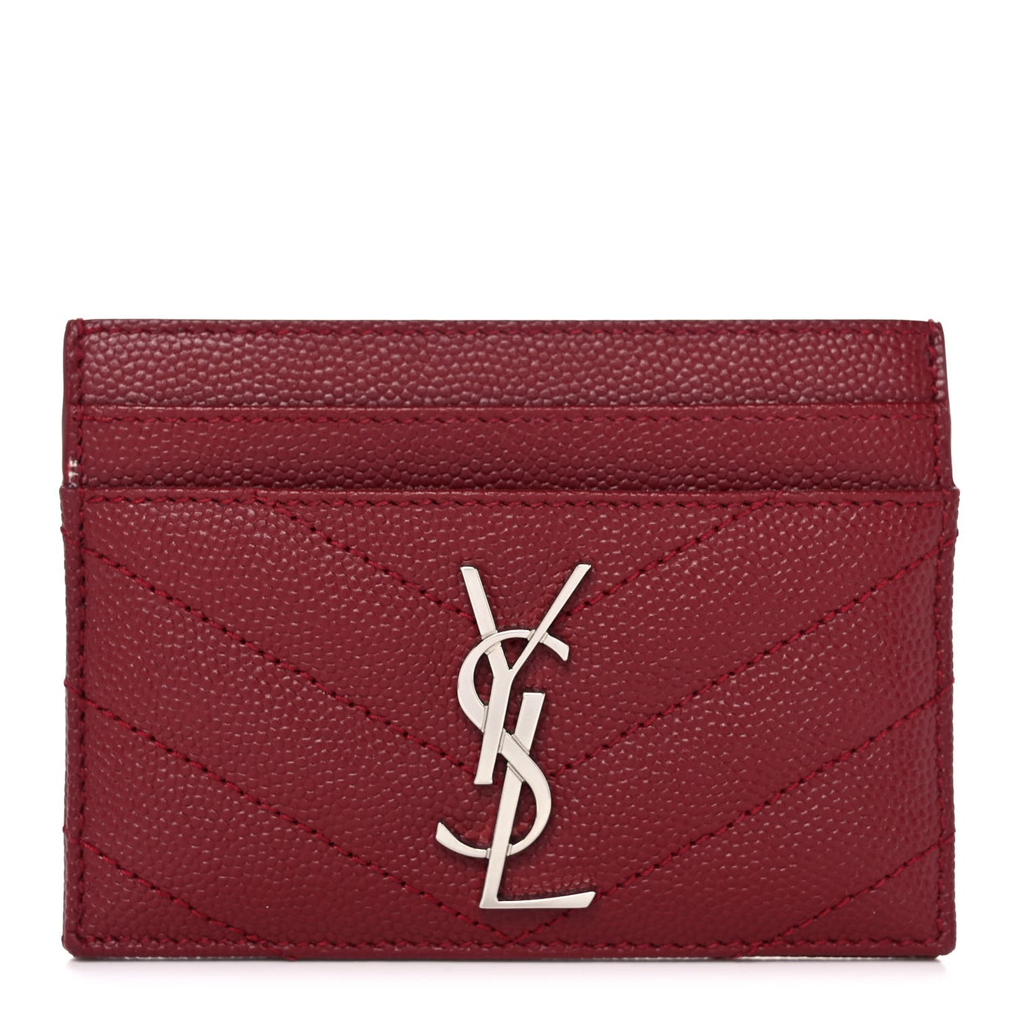 Grain De Poudre Matelasse Chevron Monogram Credit Card Case Palissandre