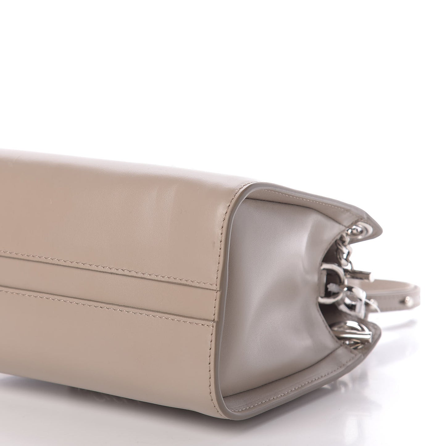 Shiny Calfskin Mini Annie Shoulder Bag Motty Grey