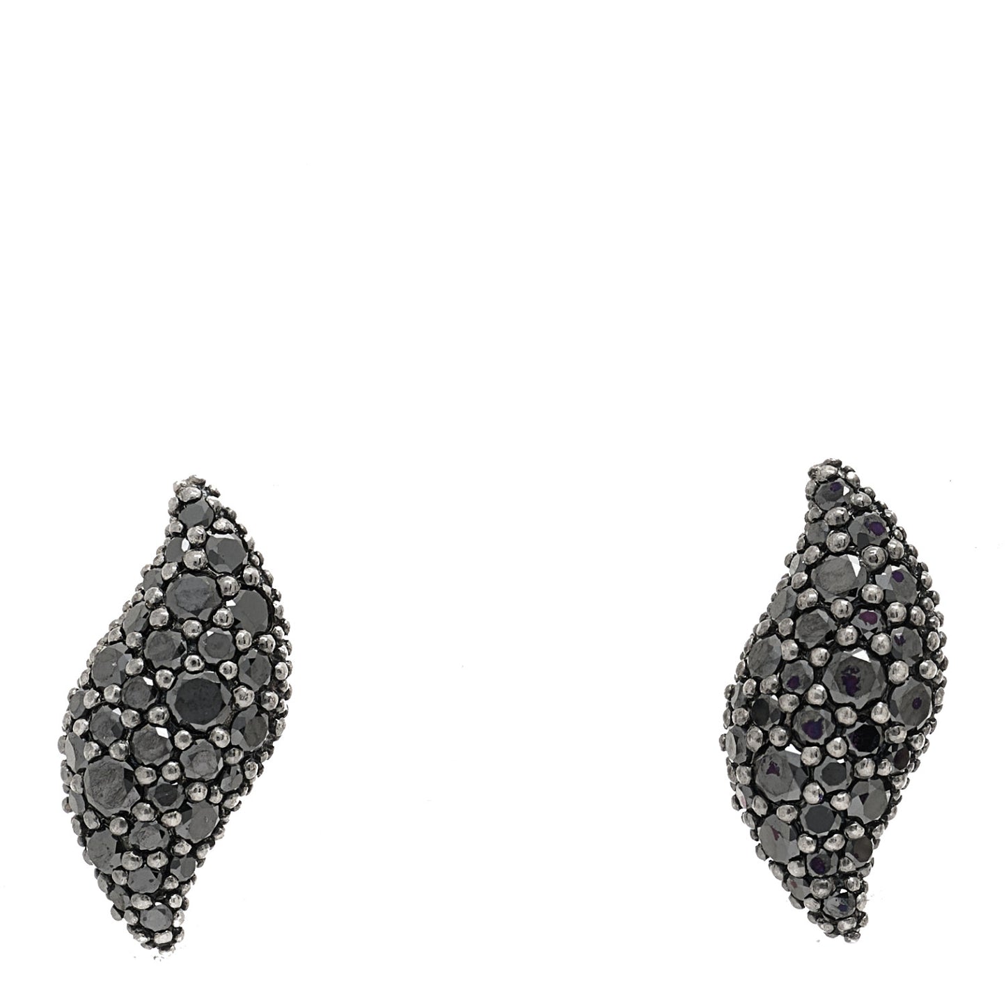 Sterling Silver Black Diamond Flute Earrings
