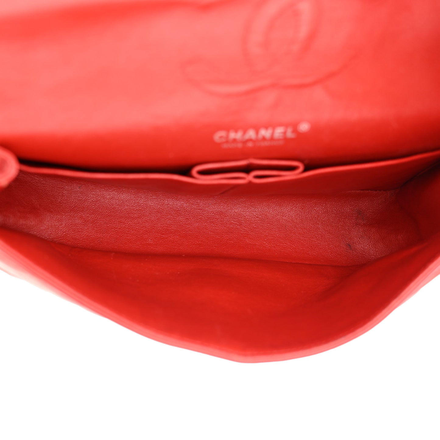 Lambskin Quilted Medium Double Flap Red
