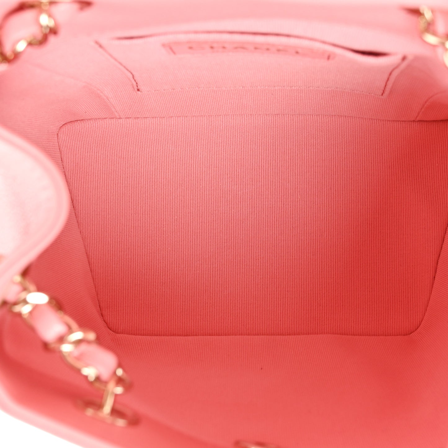 Shiny Caviar Quilted Small Pockets Drawstring Backpack Pink