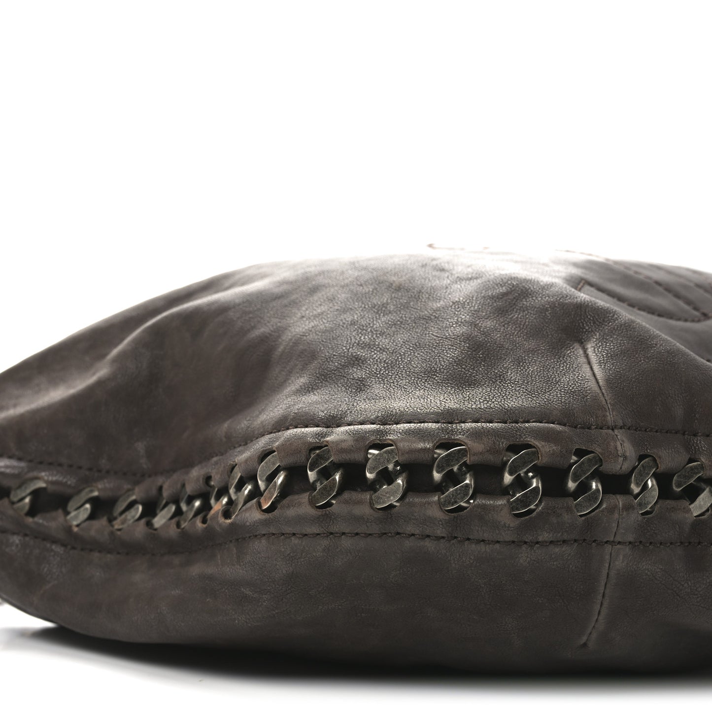 Calfskin Modern Chain Hobo Brown