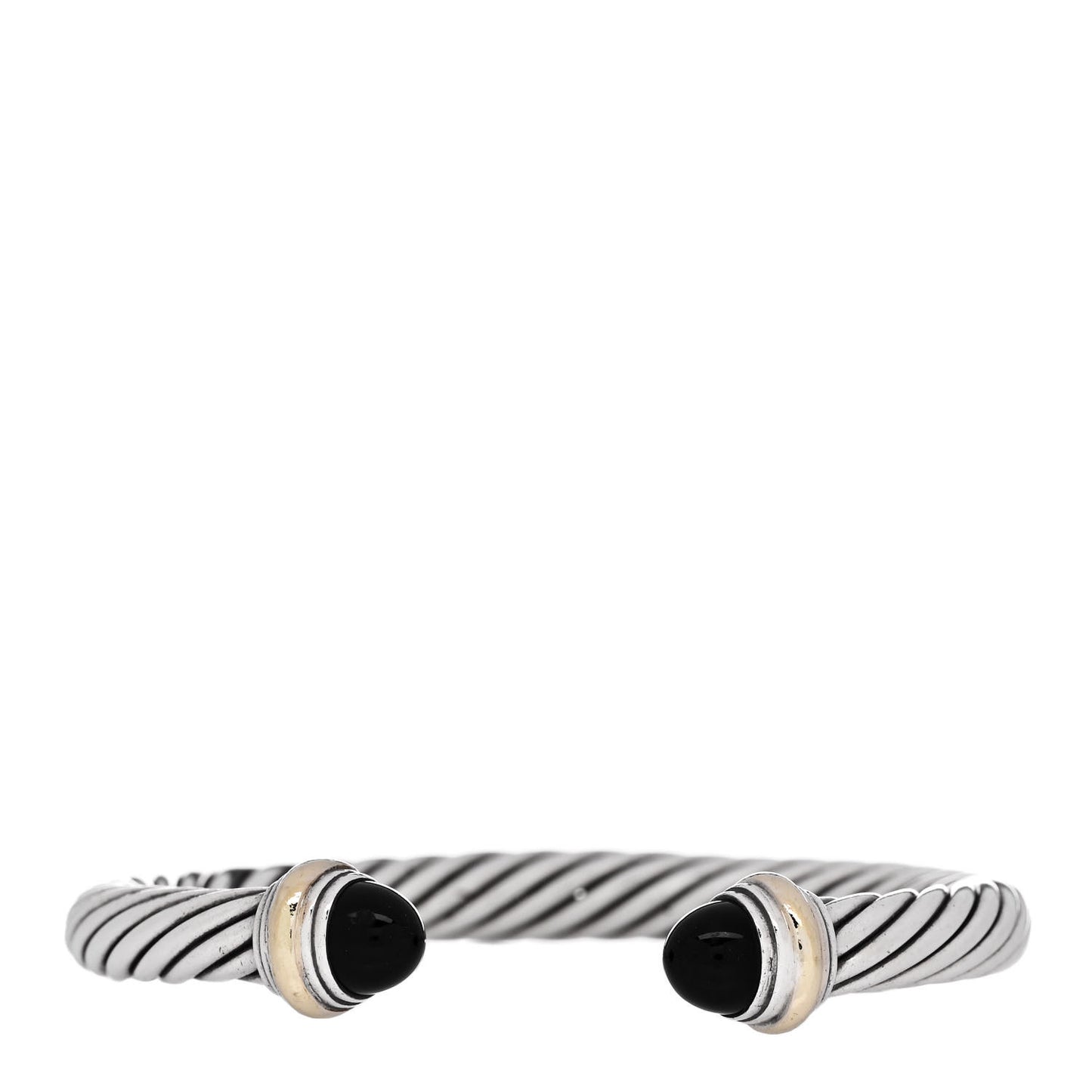 Sterling Silver 14K Yellow Gold Black Onyx 7mm Cable Classics Bracelet
