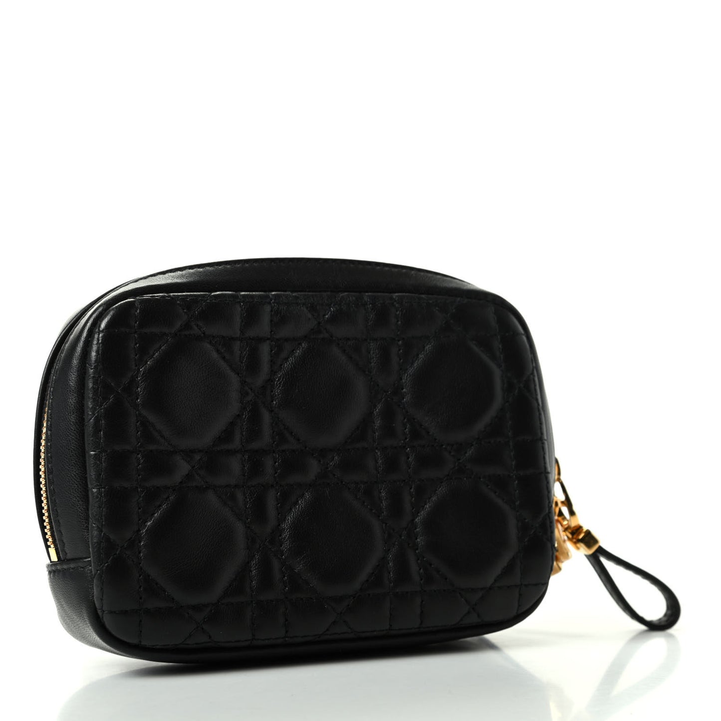 Lambskin Cannage Small Caro Zipped Pouch Black