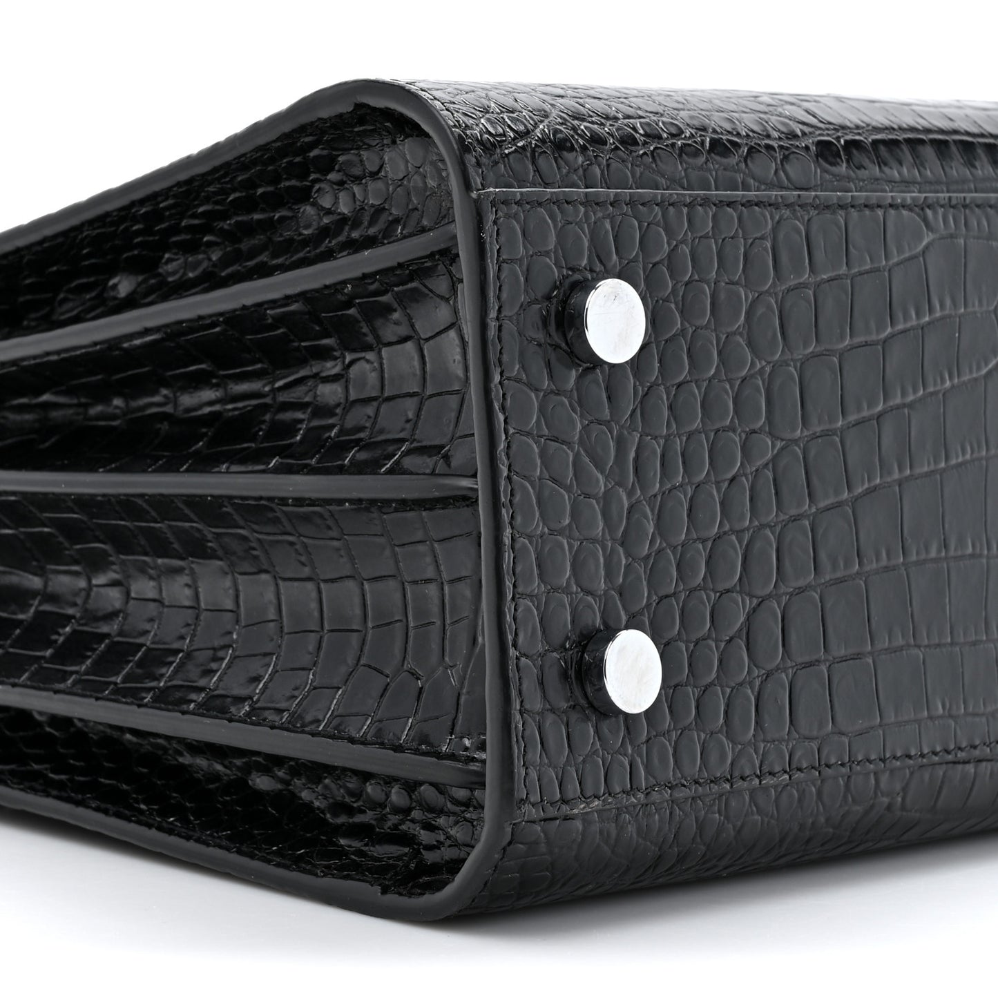Calfskin Crocodile Embossed Baby Sac De Jour Black