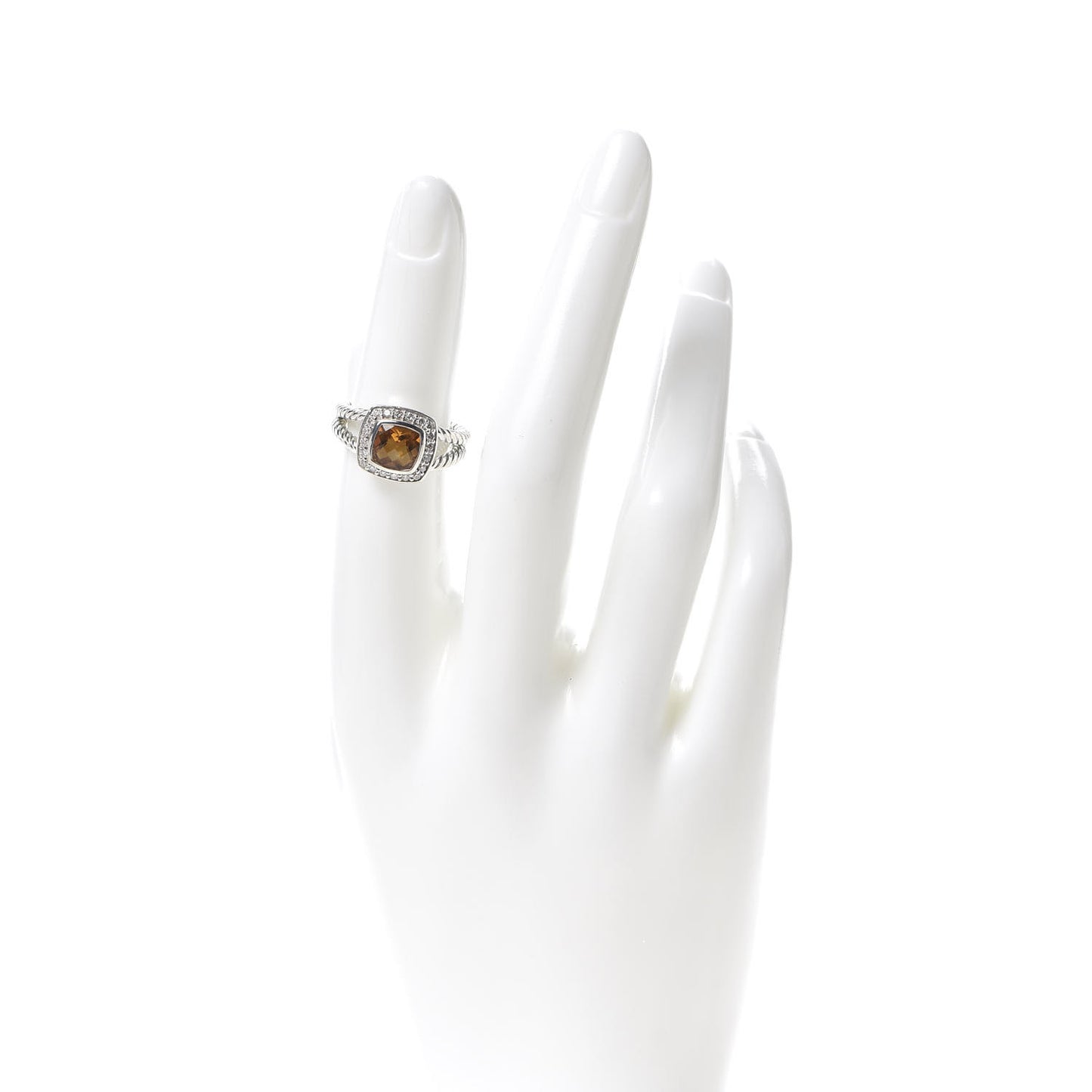 Sterling Silver Diamond Citrine 7mm Petite Albion Ring 50 5.5