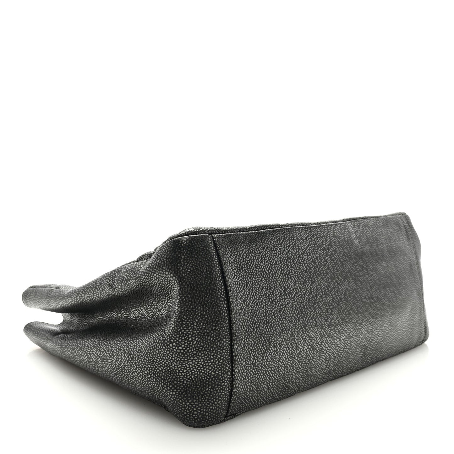 Metallic Caviar Quilted Grand Shopping Tote GST Dark Silver
