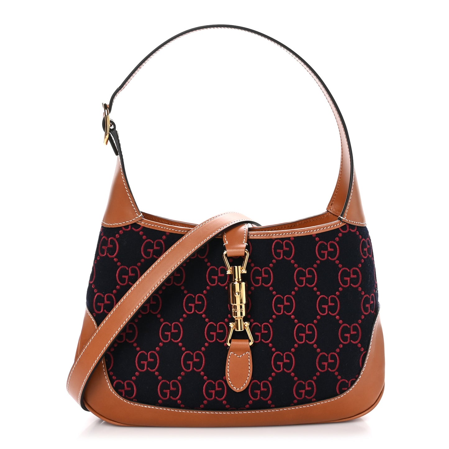 Monogram Felt Azalea Calfskin Web Small Jackie 1961 Hobo Navy Burgundy