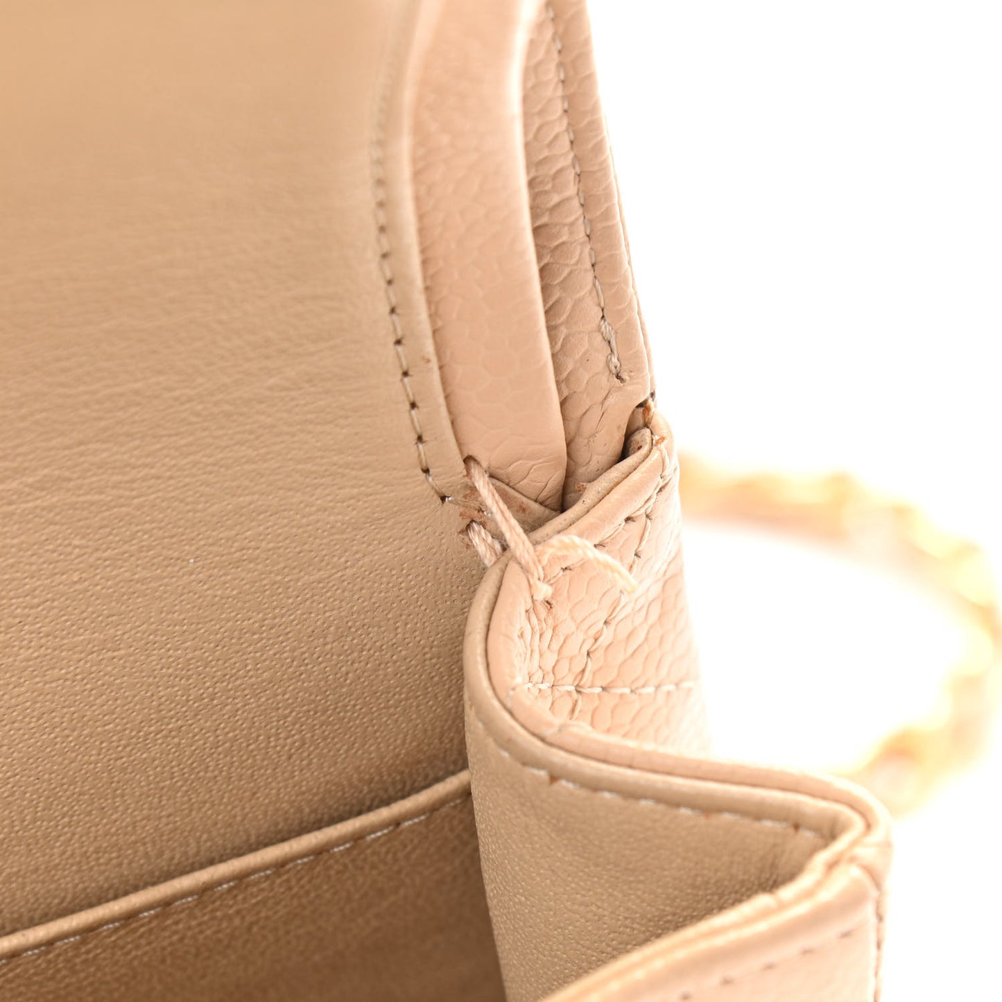 Caviar Quilted Medium Double Flap Beige