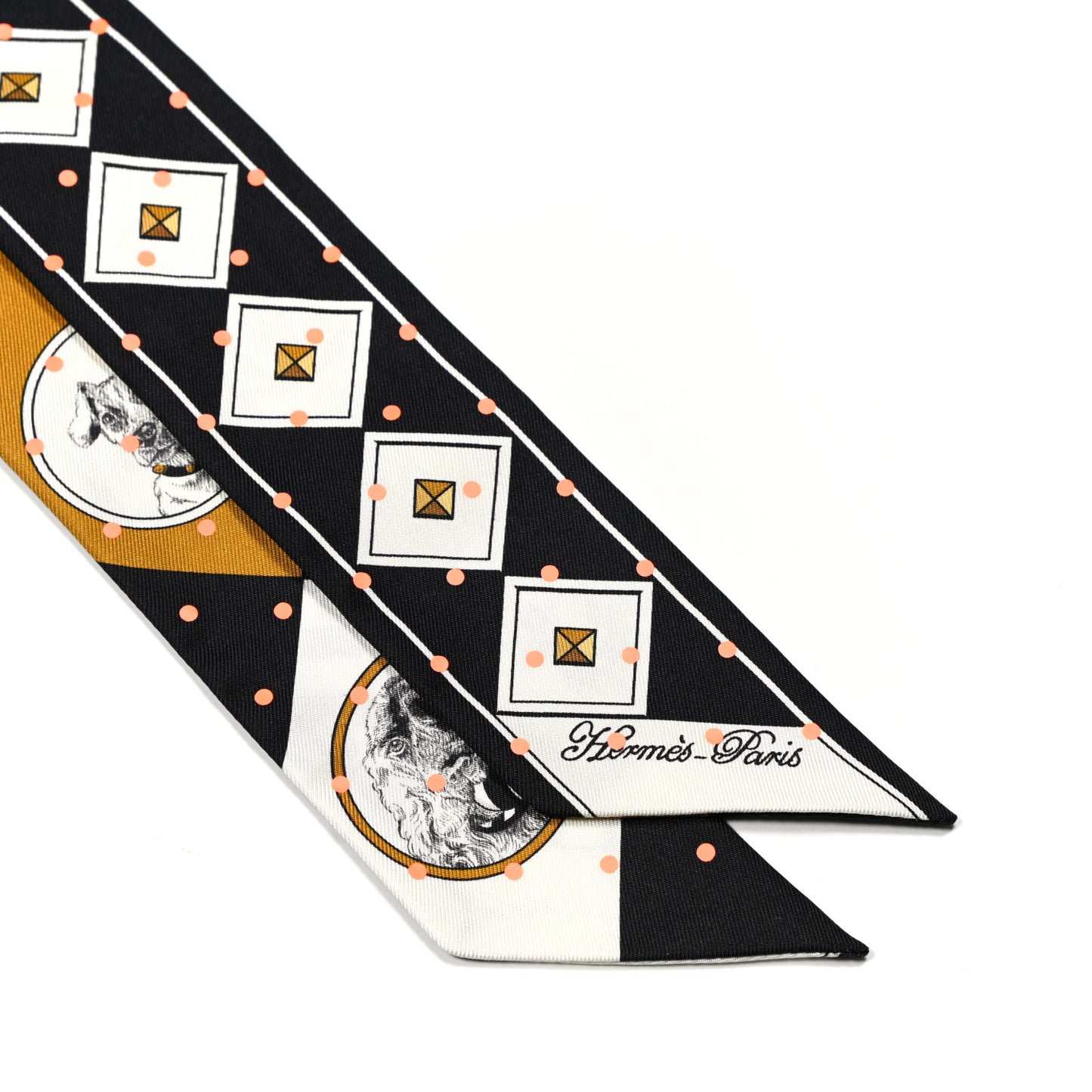 Silk Colliers Et Chiens Twilly Black Gold White