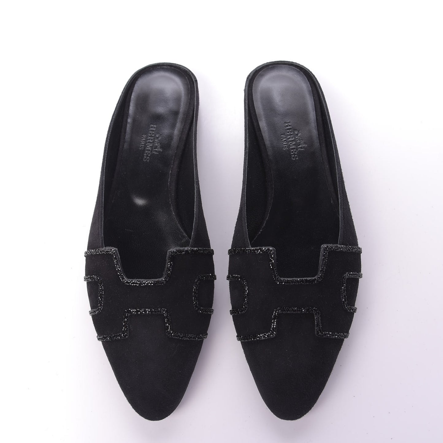 Suede Goatskin Rhinestone Roxane Mules 36.5 Black