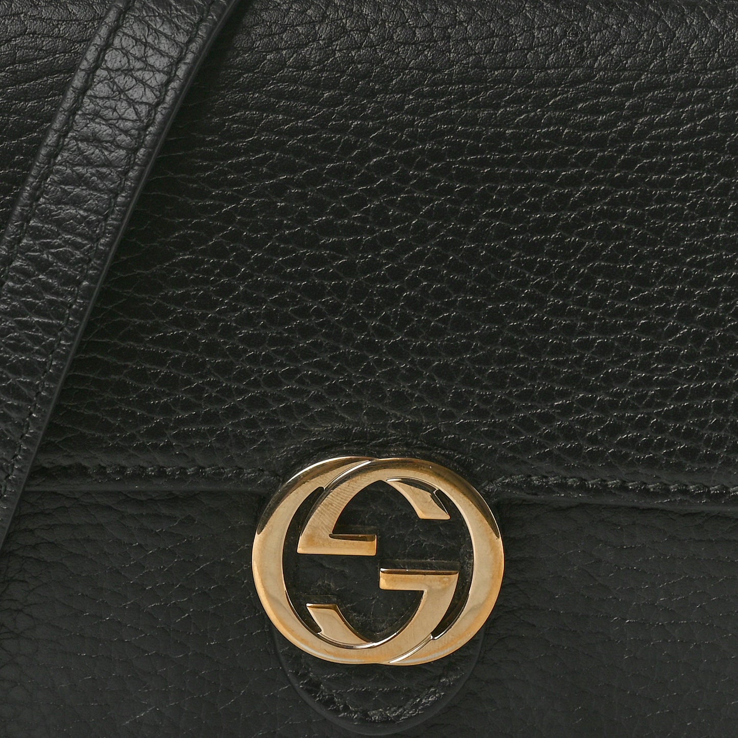 Dollar Calfskin Interlocking G Chain Wallet Black