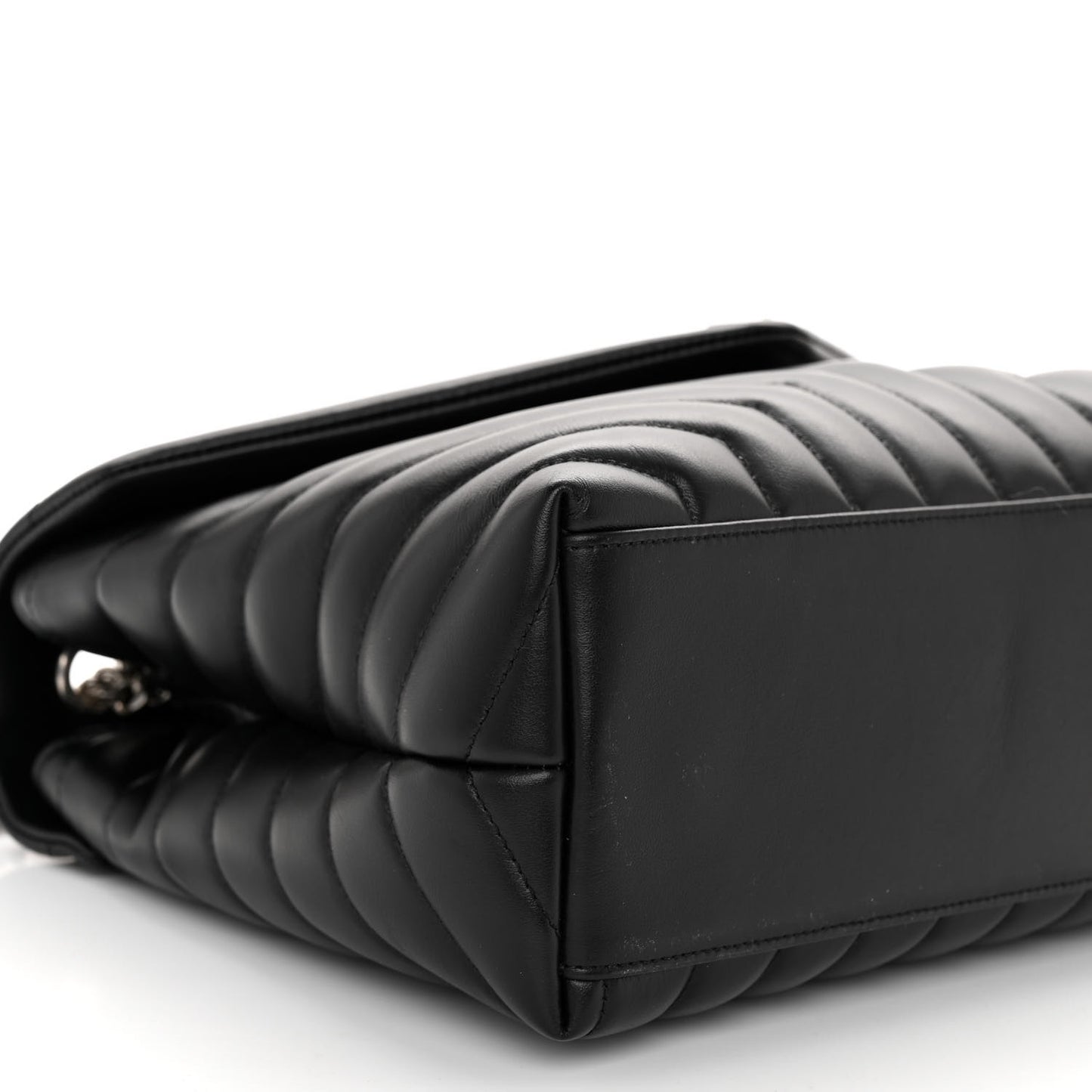 Calfskin Y Quilted Monogram Medium Loulou Chain Satchel Black
