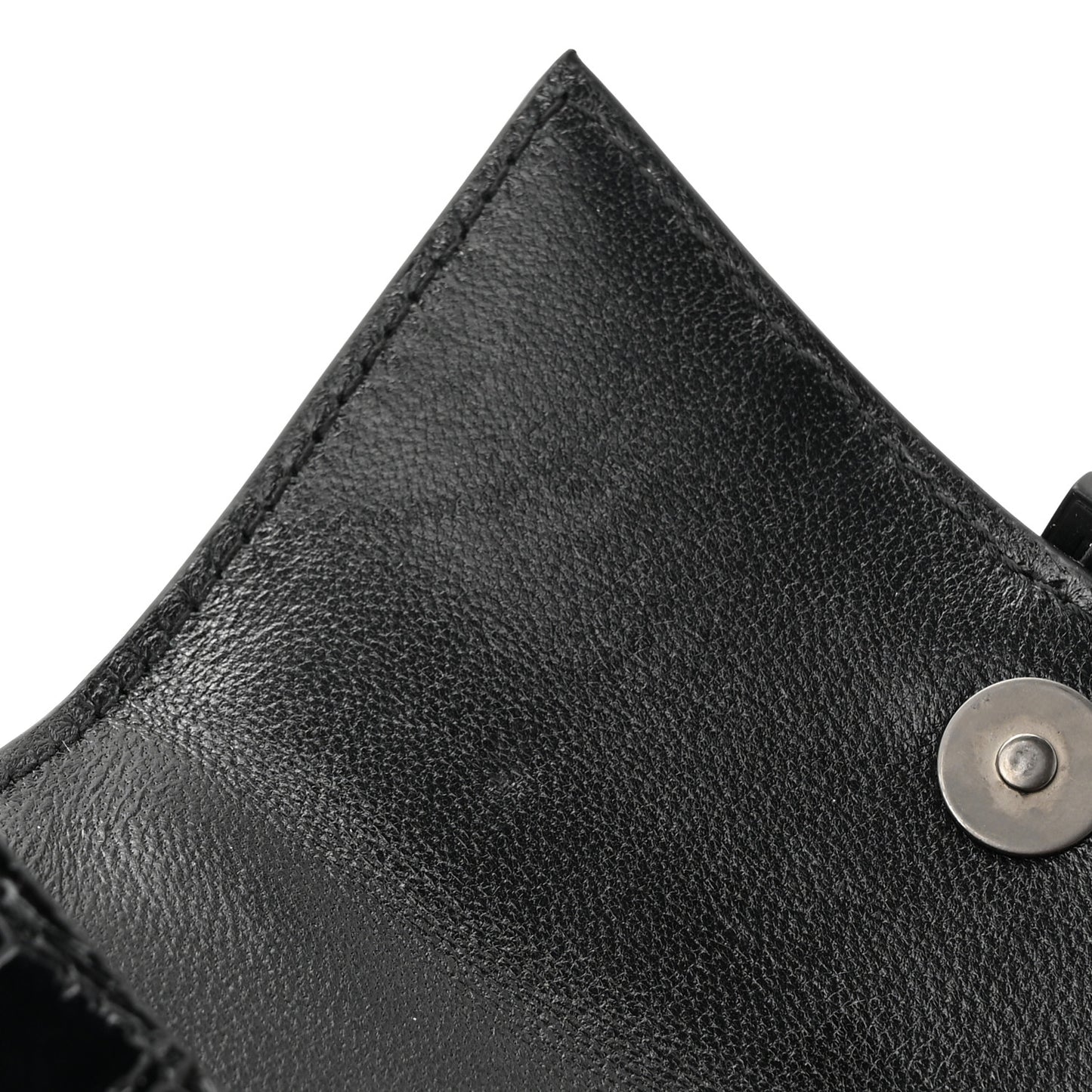 Shiny Calfskin Monochrome Crocodile Embossed Hourglass Top Handle Bag Mini with Chain Black