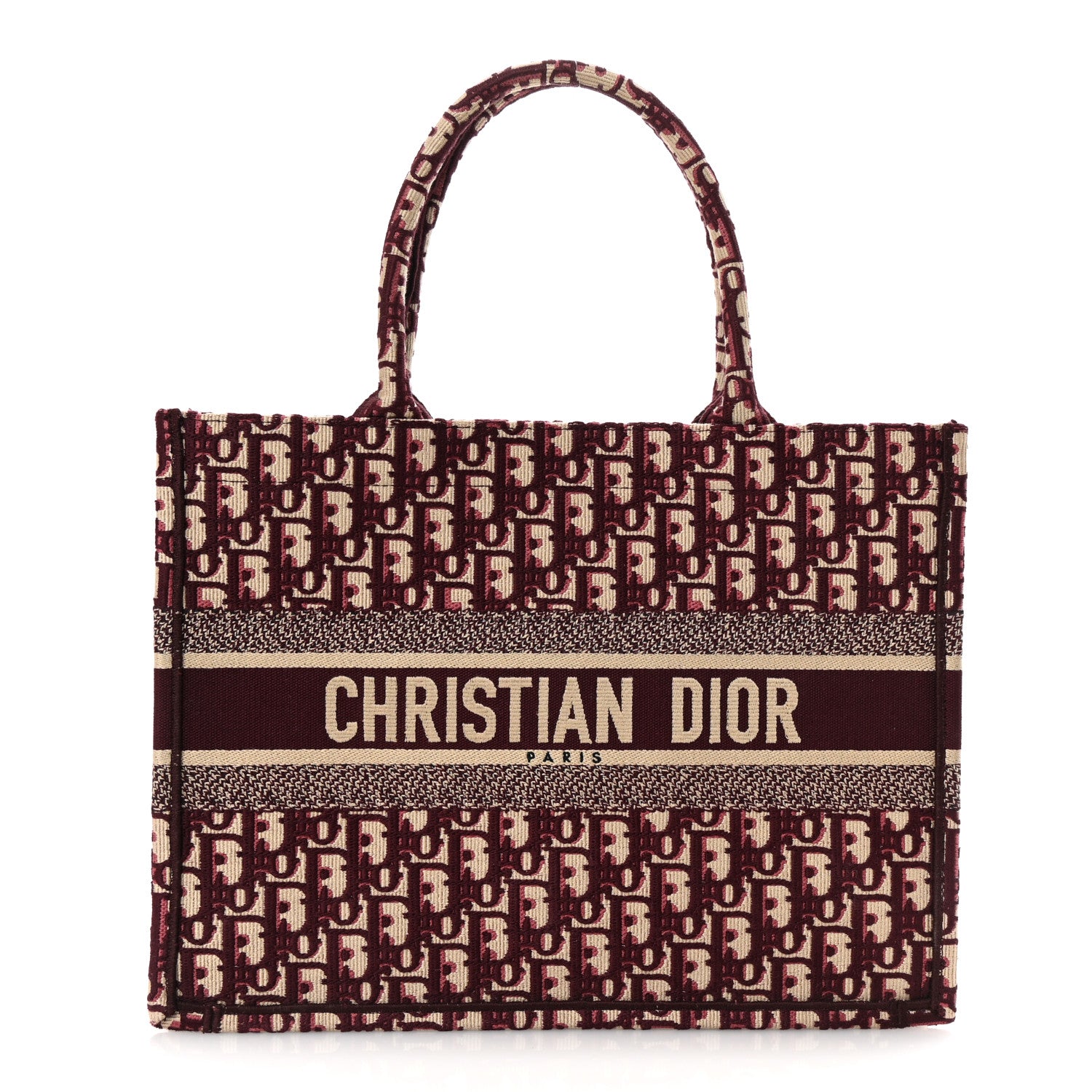 Christian Dior Oblique Medium Book Tote Burgundy Multicolor