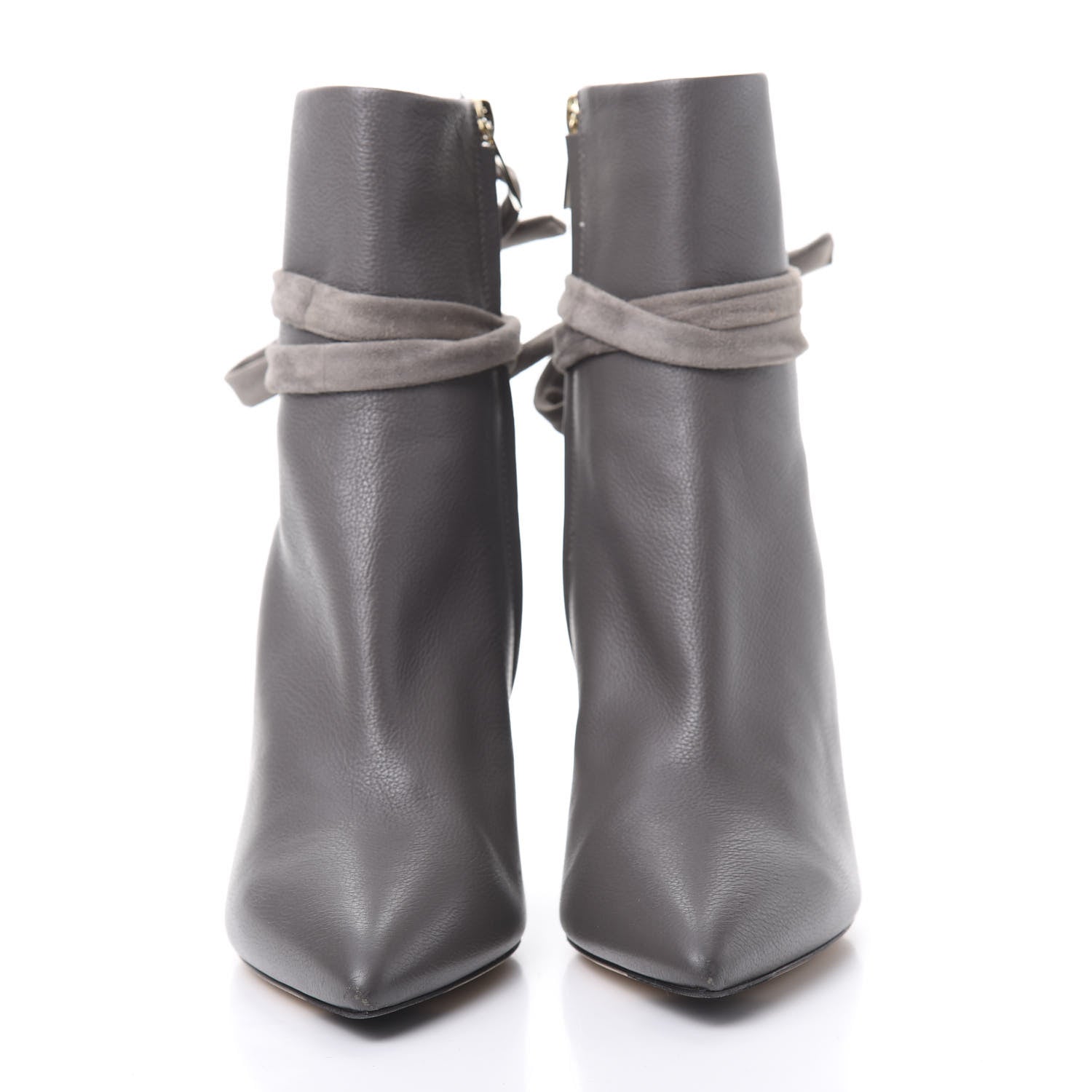 Jimmy Choo Calfskin Suede Henrietta Tie Bootie 36.5 Dark Grey 2 of 10