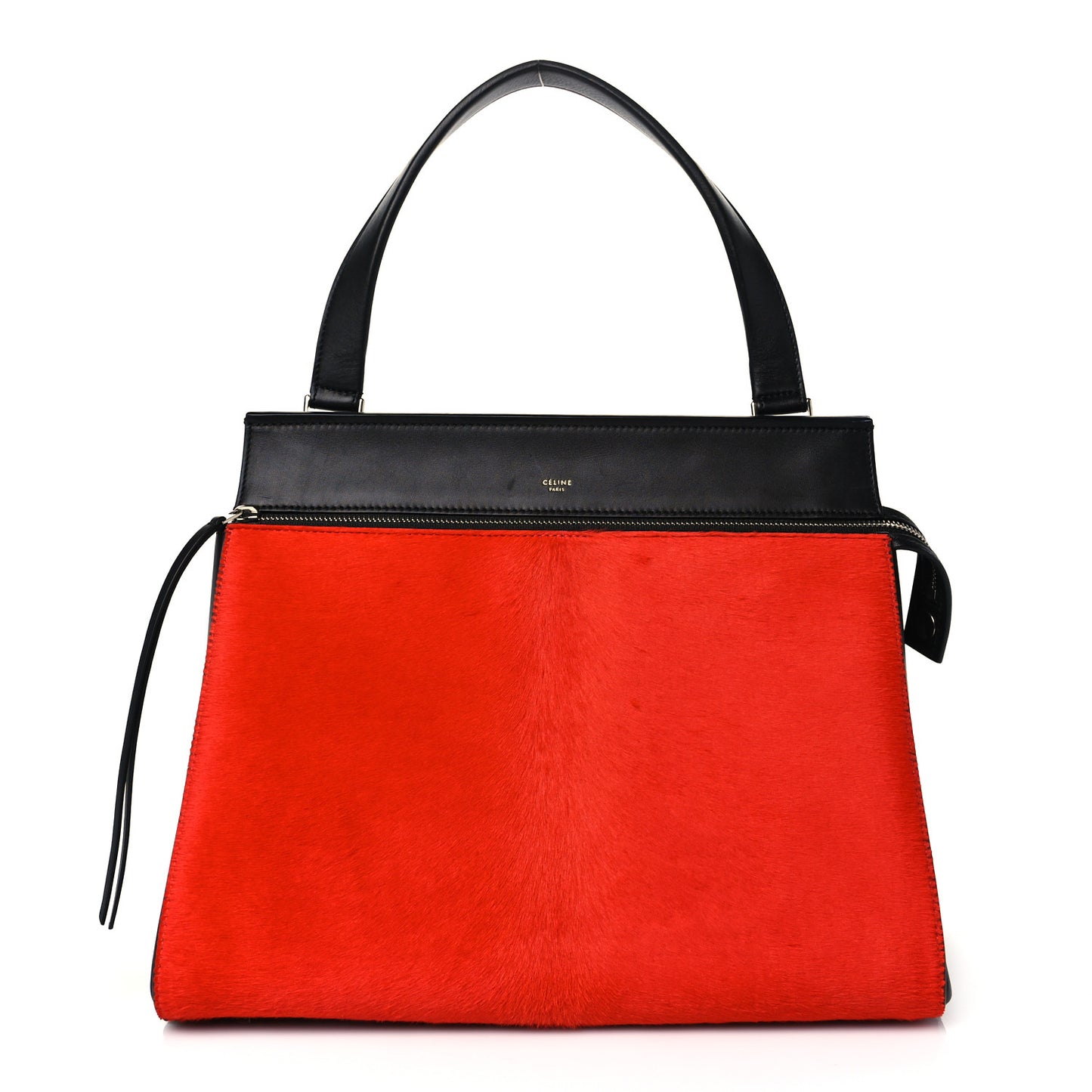 Pony Hair Medium Edge Shoulder Bag Vermillion