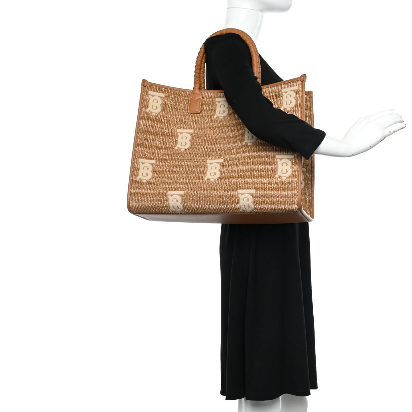 Raffia Calfskin Large Freya Tote Natural