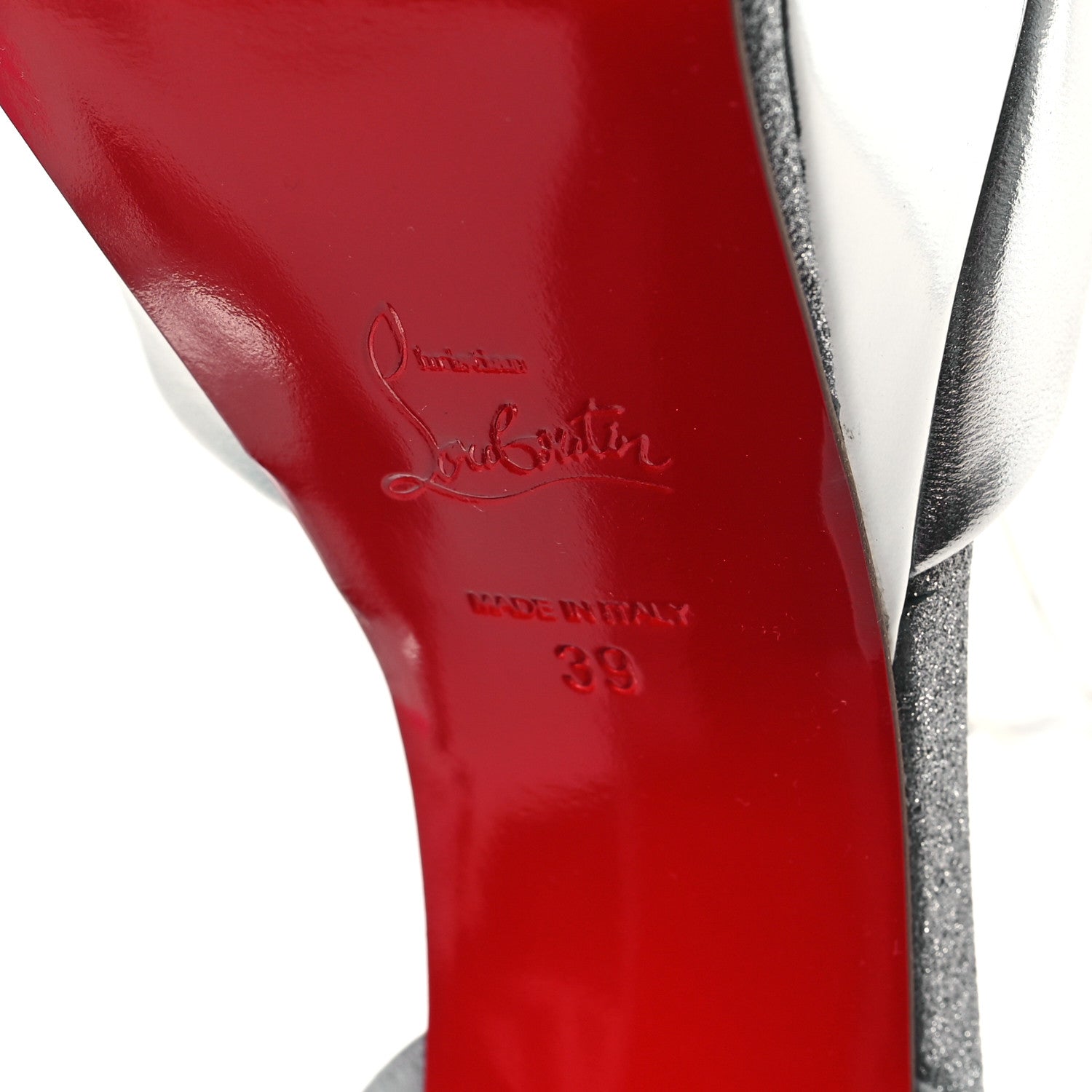 Christian Louboutin Metallic Nappa Glitter Amali Alta 130 Platform Sandals 39 Silver 6 of 9