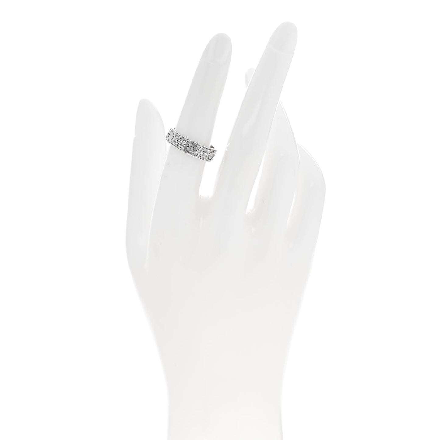 18K White Gold Diamond 5mm LOVE Wedding Paved Band Ring 53 6.5