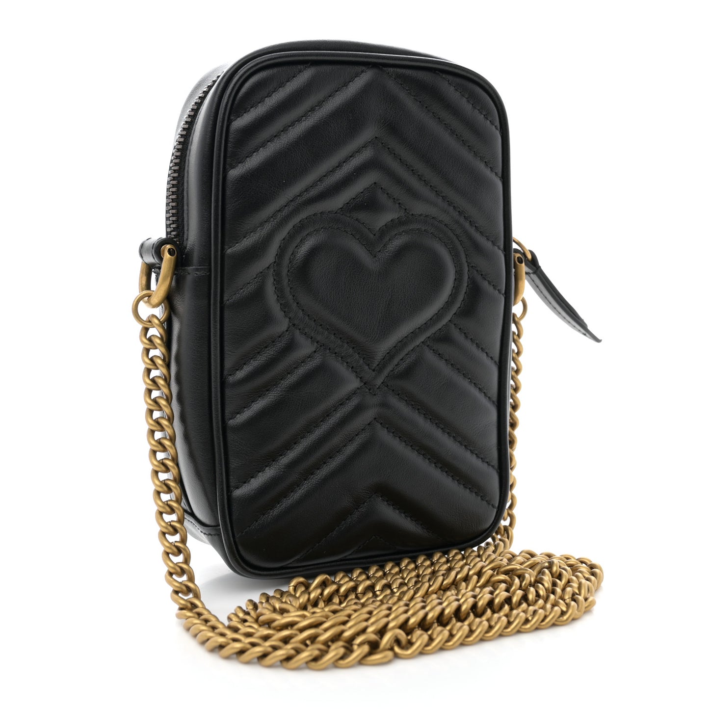 Calfskin Matelasse Mini GG Marmont Crossbody Bag Black