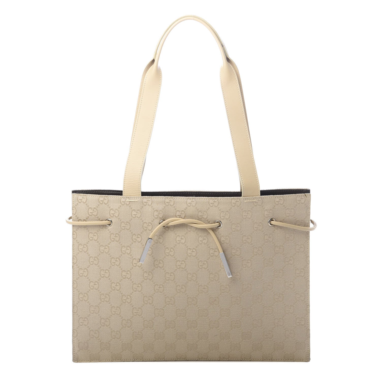 Gucci Monogram Drawstring Bag Beige 646819 – FASHIONPHILE