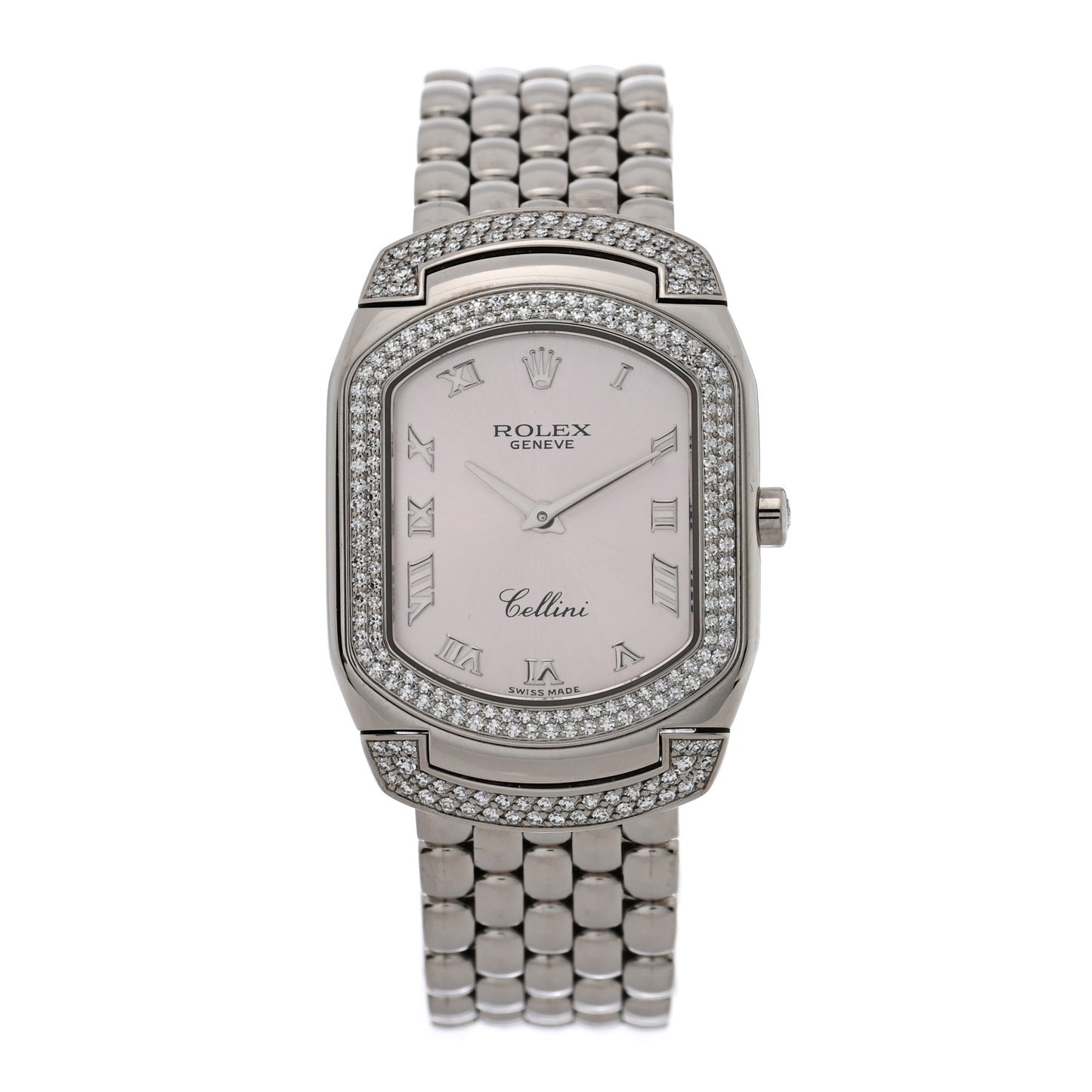 18K White Gold Diamond 25mm Cellini Cellissima Quartz Watch Pink 6693