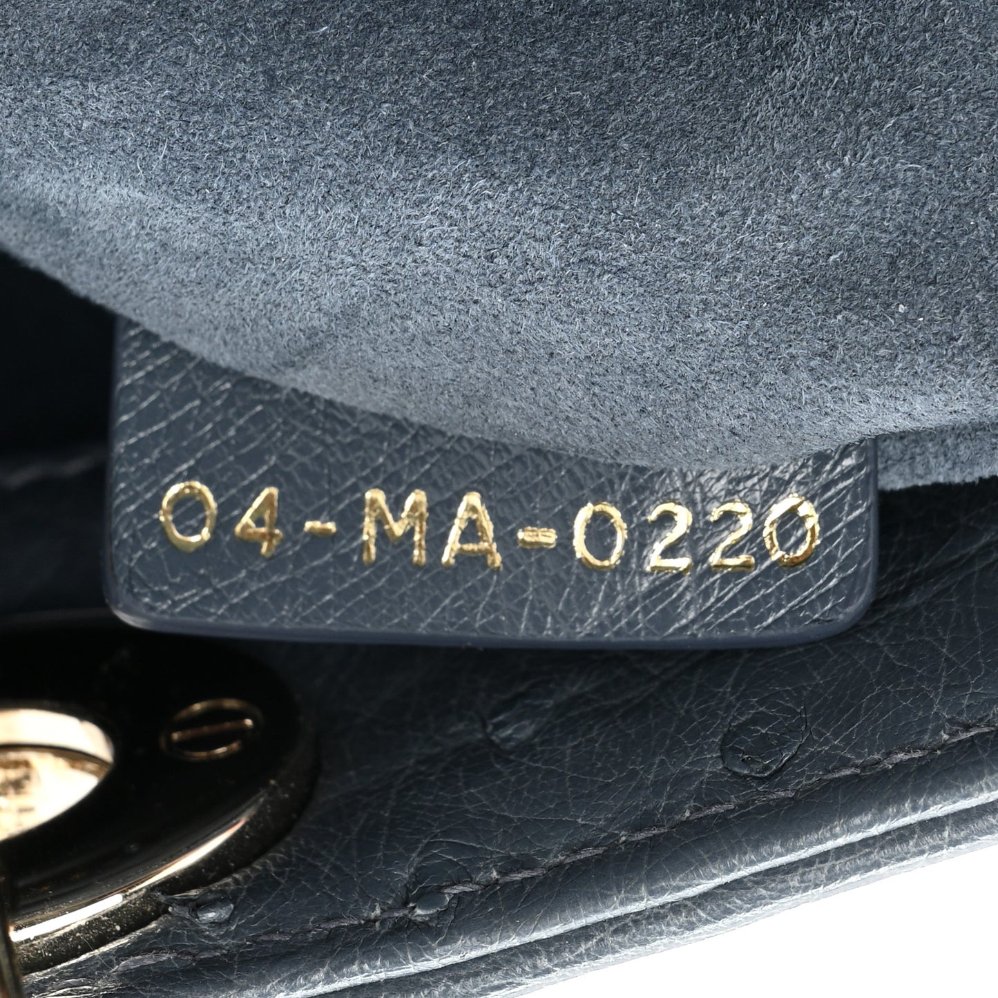 Ostrich Mini Lady Dior Dark Grey
