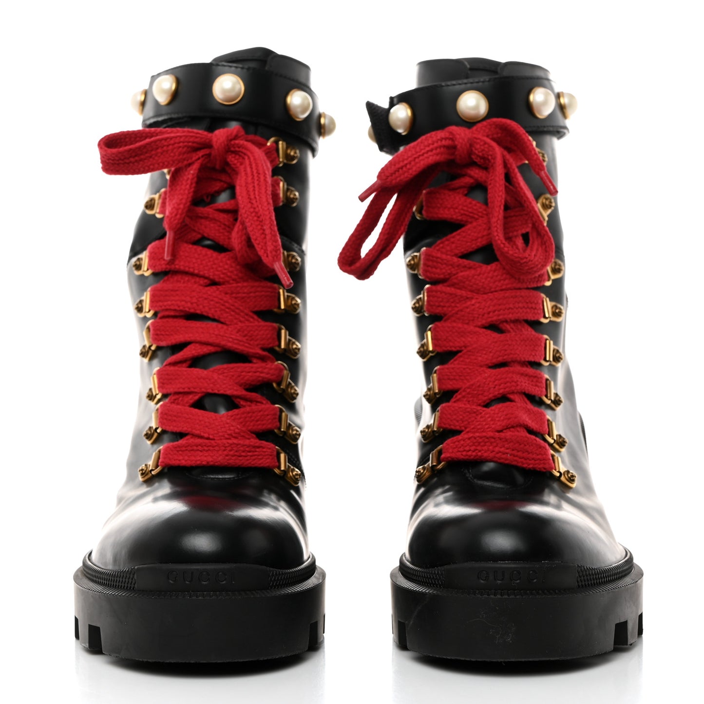 Magnum Calfskin Pearl Lace Up Combat Ankle Boots 42 Black