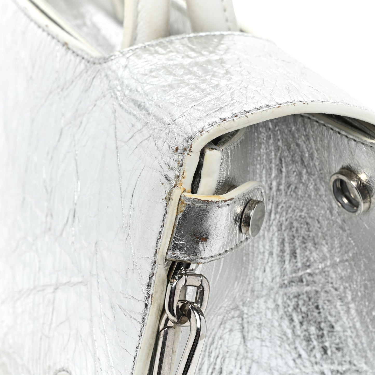 Metallic Calfskin Medium Diorever Flap Silver