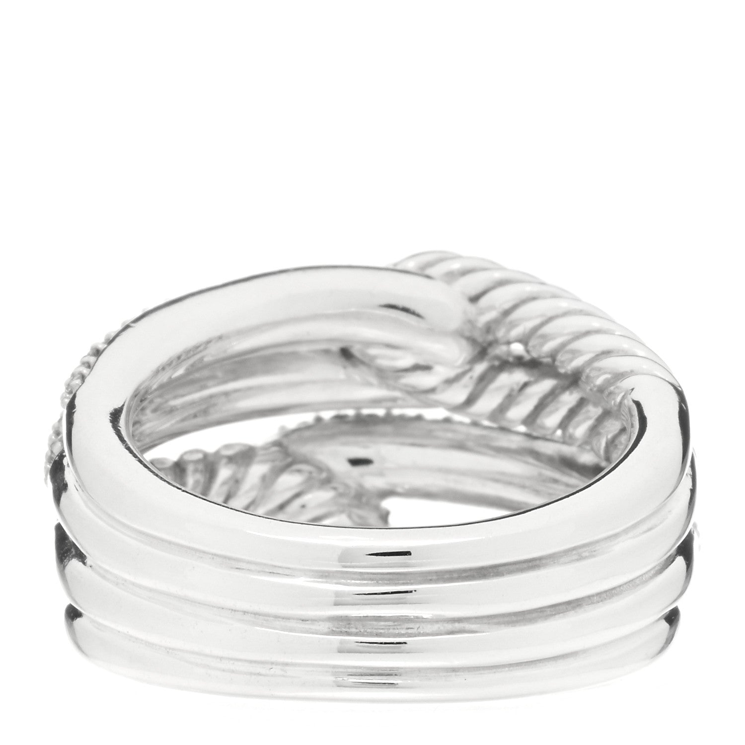 David Yurman Sterling Silver Diamond 13mm Labyrinth Double Loop Ring 54 7 3 of 4