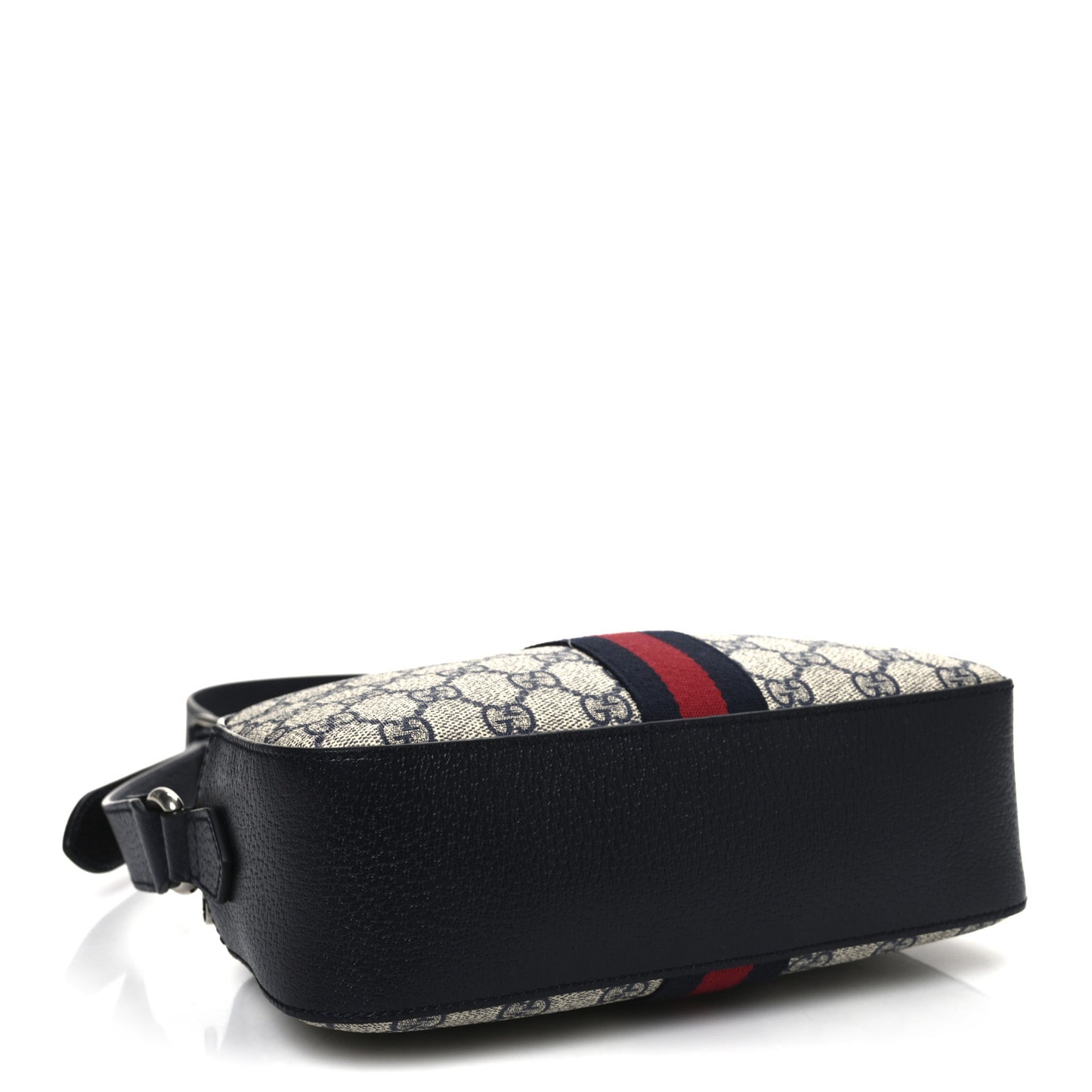 GG Supreme Monogram Textured Dollar Calfskin Web Small Ophidia Camera Bag Beige Blue