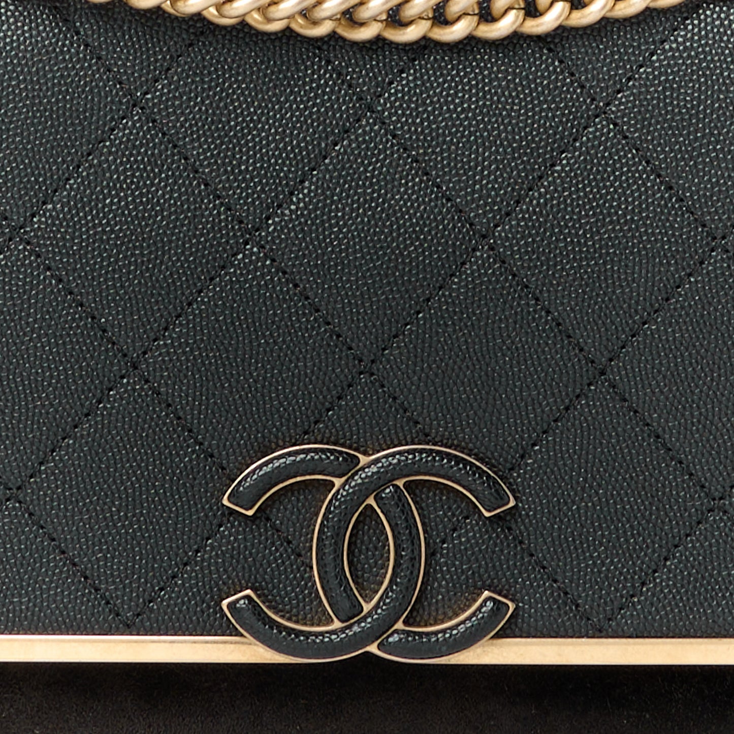 Caviar Suede Stitched Lady Coco Flap Black