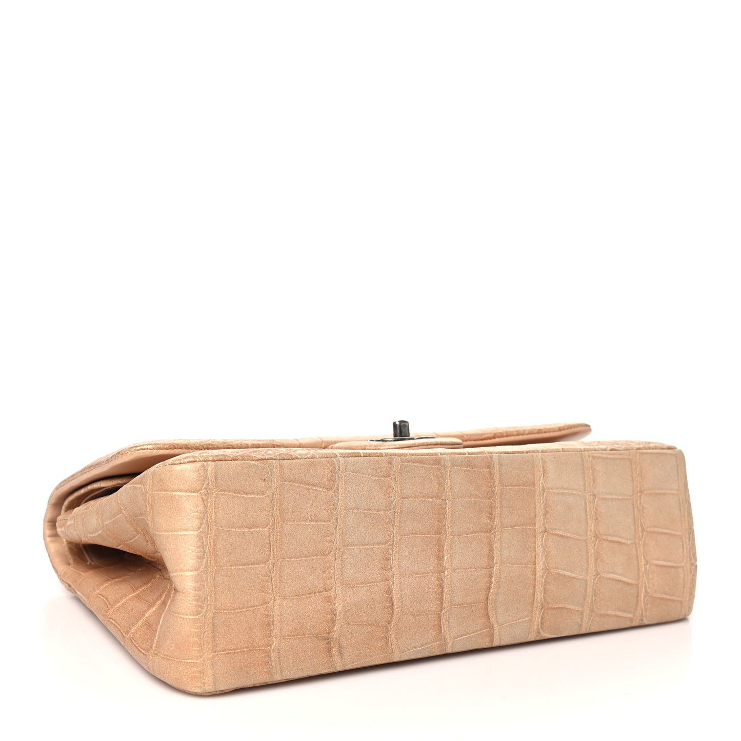 Iridescent Alligator Jumbo Double Flap Beige