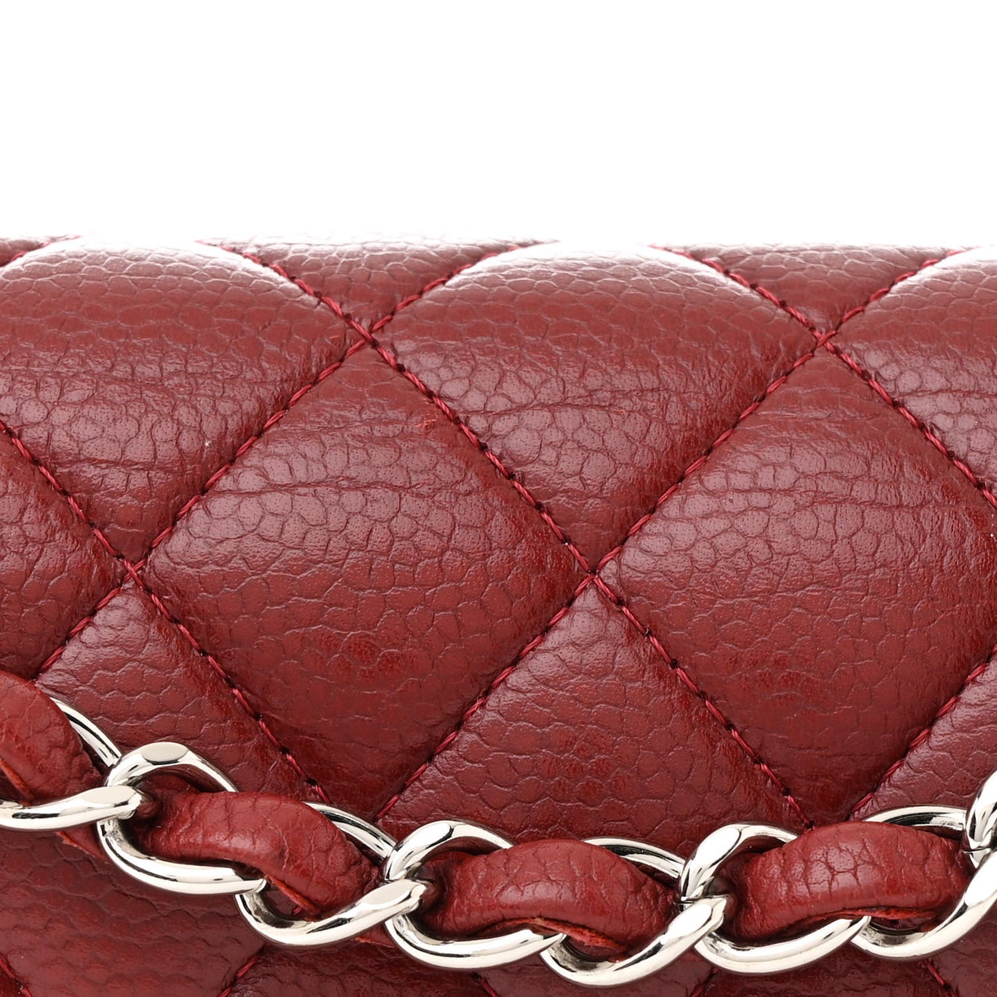 Caviar Quilted Medium Double Flap Burgundy