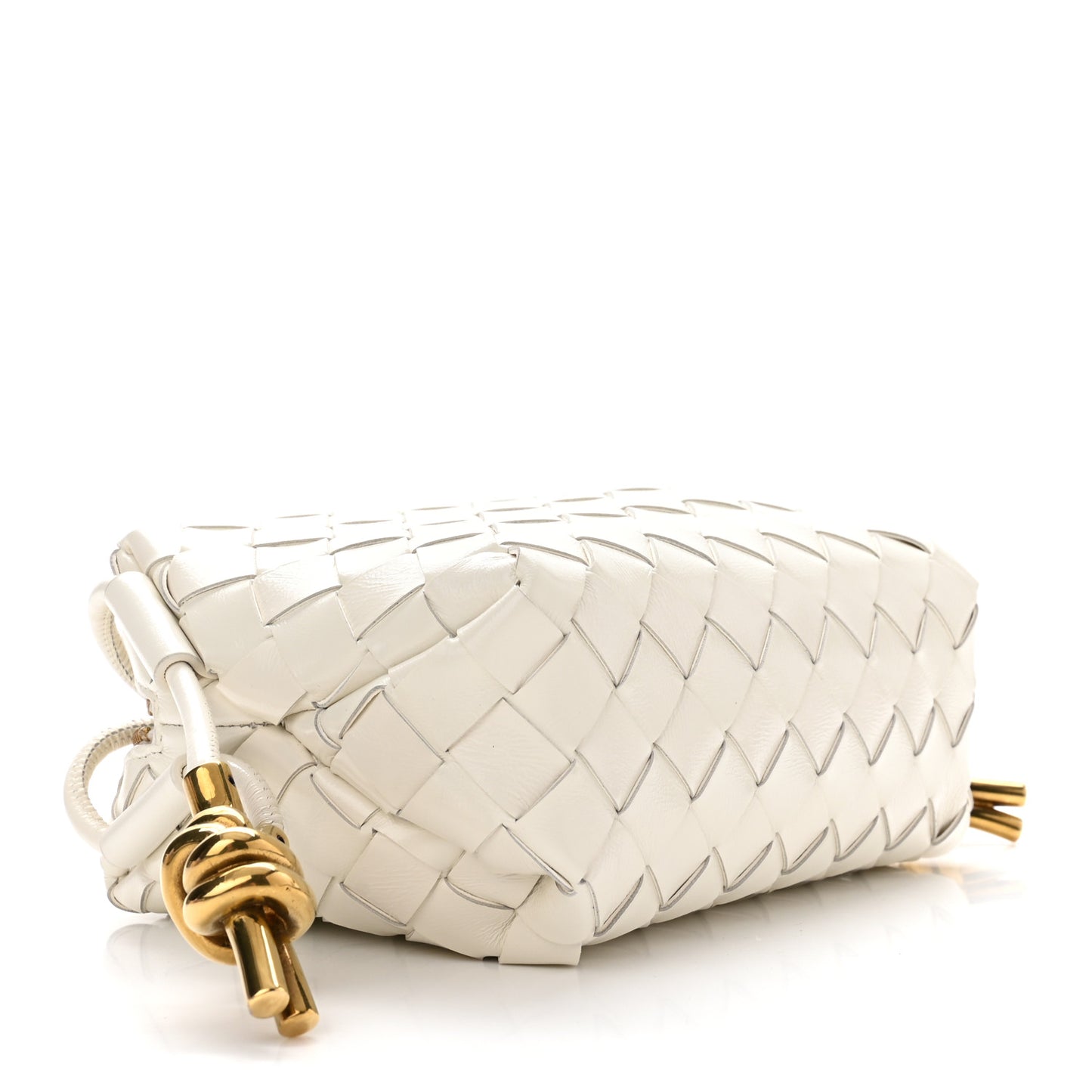 Nappa Intrecciato Metallic Knot Mini Loop Camera Bag Bone